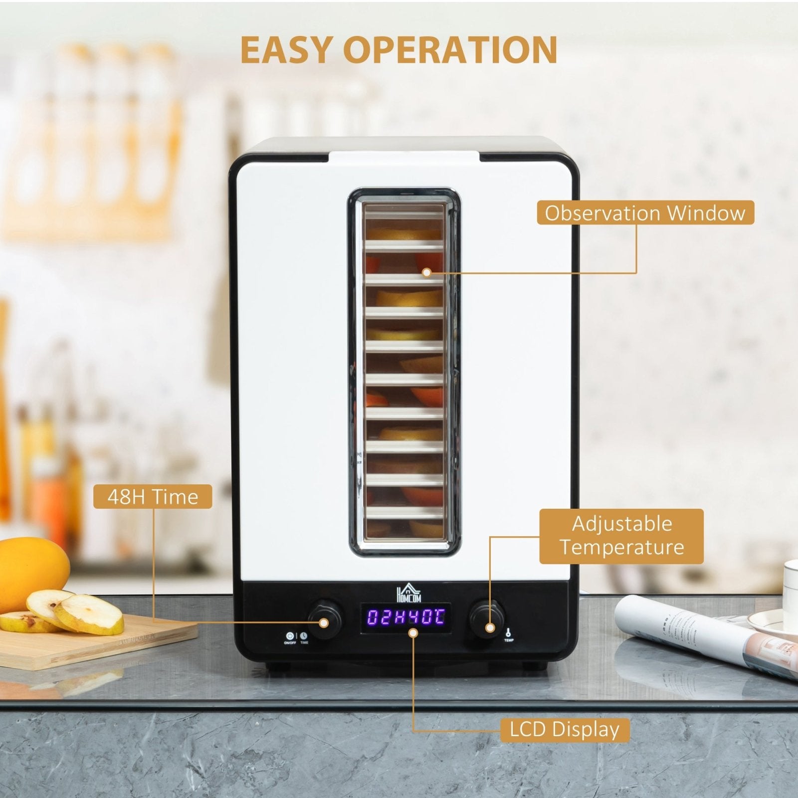 11 Tier Food Dehydrator, 550W Food Dryer Machine with Adjustable Temperature, Timer and LCD Display for Drying Fruit, Meat, Vegetable, White - Bedzy UK modern and affordable home furniture England