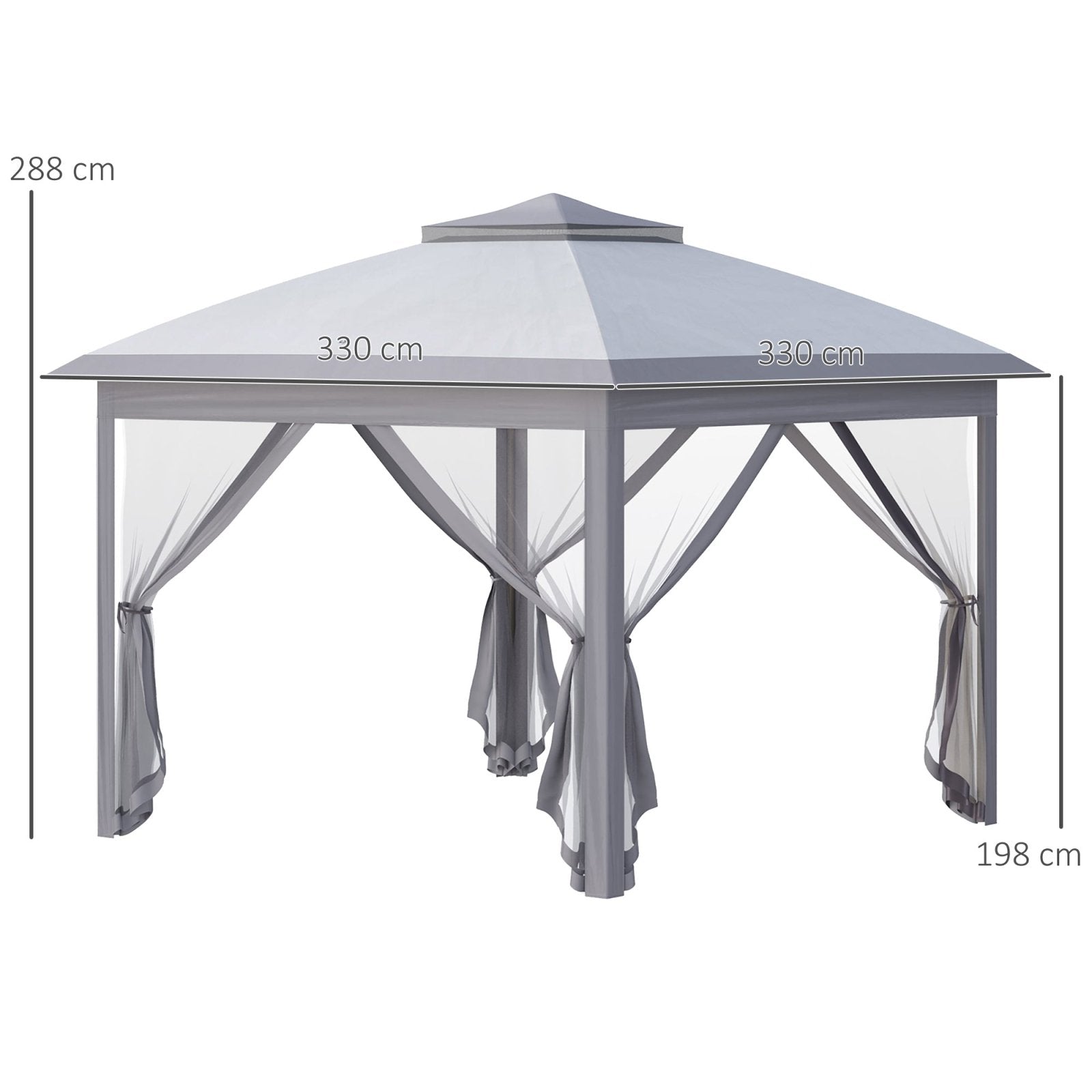 11' x 11' Pop Up Canopy, Double Roof Foldable Canopy Tent with Zippered Mesh Sidewalls, Height Adjustable and Carrying Bag, Event Tent Beige - Bedzy UK modern and affordable home furniture England