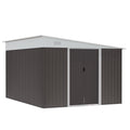 11.3 x 9.2 Ft Metal Garden Storage Shed with Sloped Roof - Grey