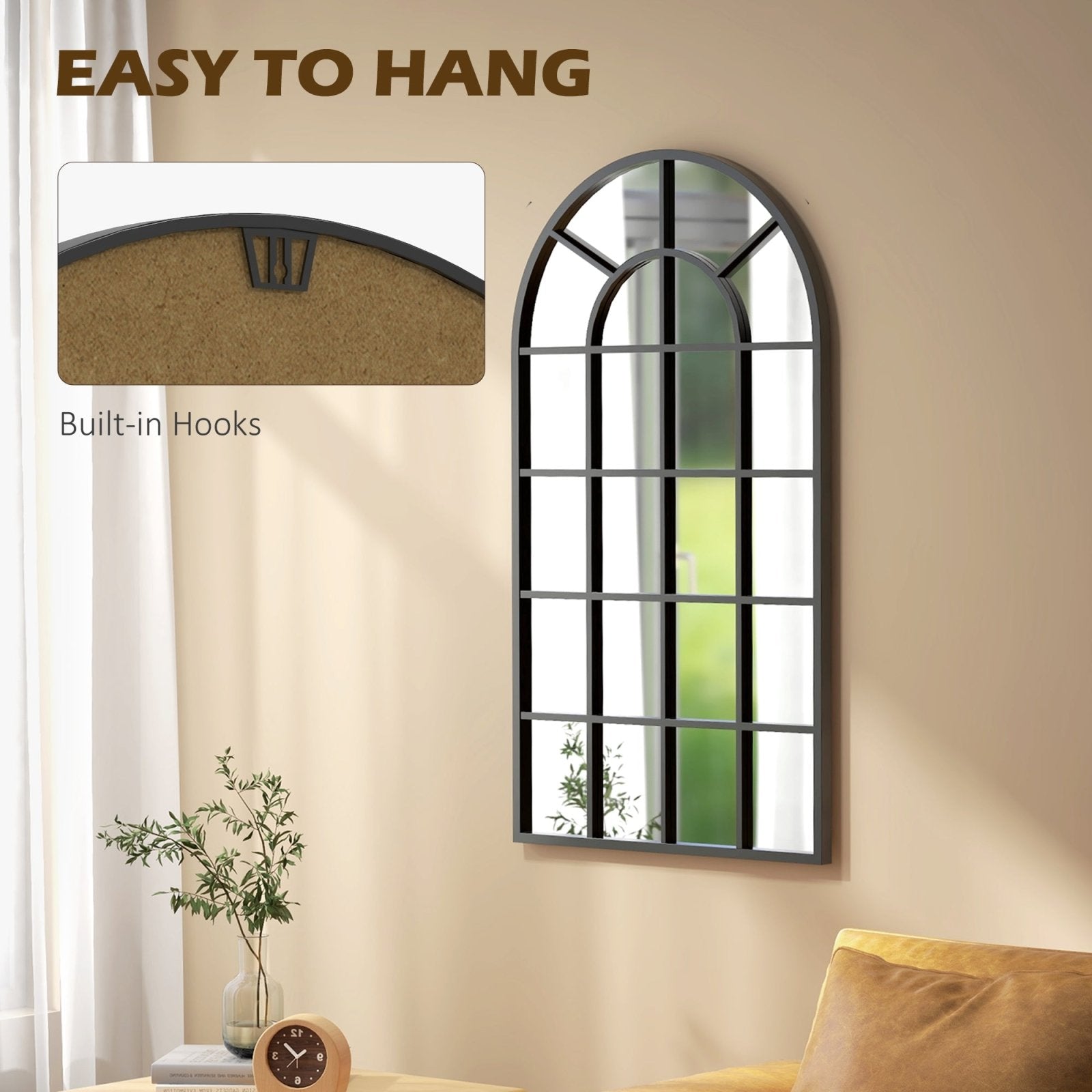 110 x 62 cm Arched Decorative Wall Mirror for Bedroom Living Room, Modern Window Bathroom Mirror for Home Decor - Bedzy UK modern and affordable home furniture England