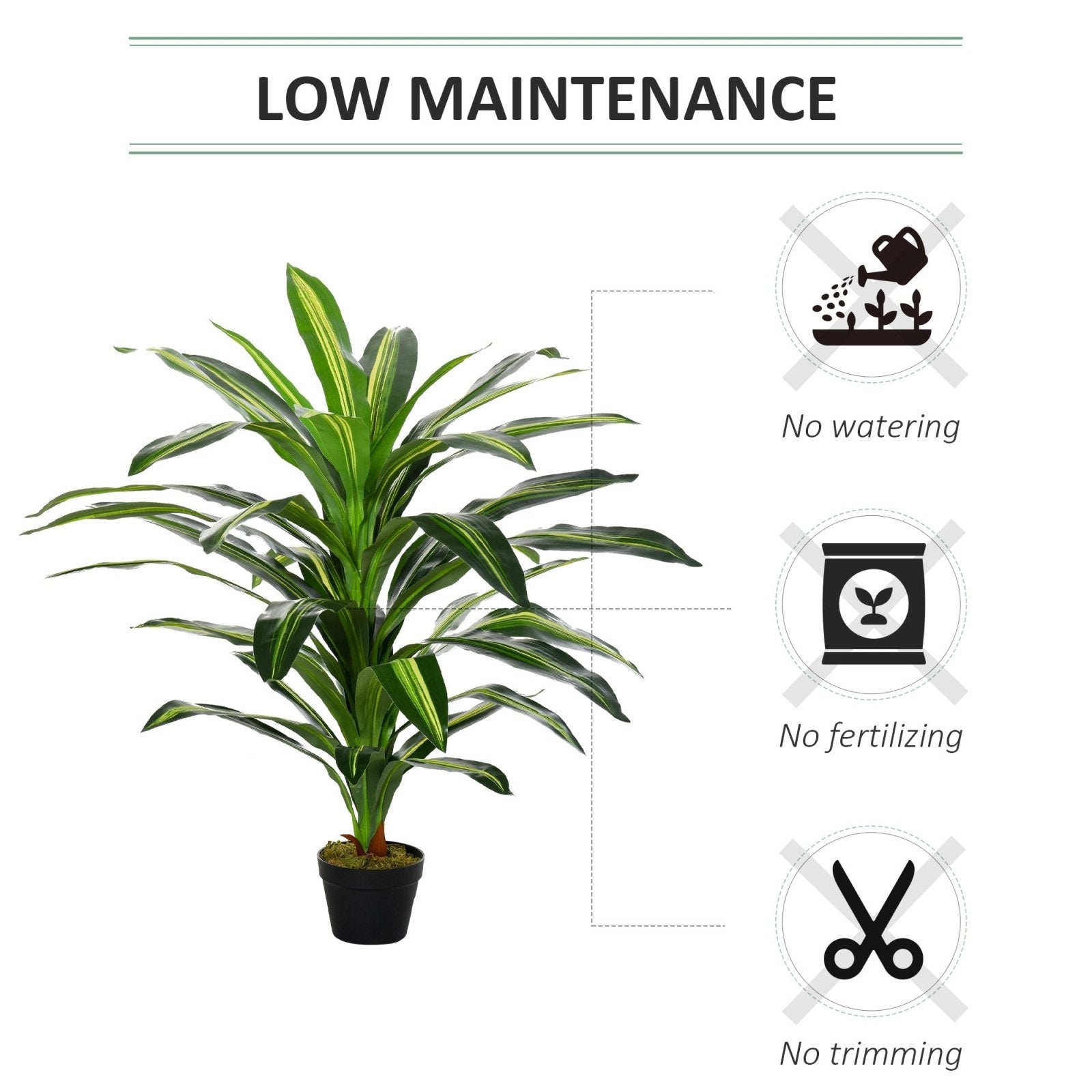 110cm/3.6FT Artificial Dracaena Tree Decorative Plant 40 Leaves with Nursery Pot, Fake Tropical Tree for Indoor Outdoor Décor - Bedzy UK modern and affordable home furniture England