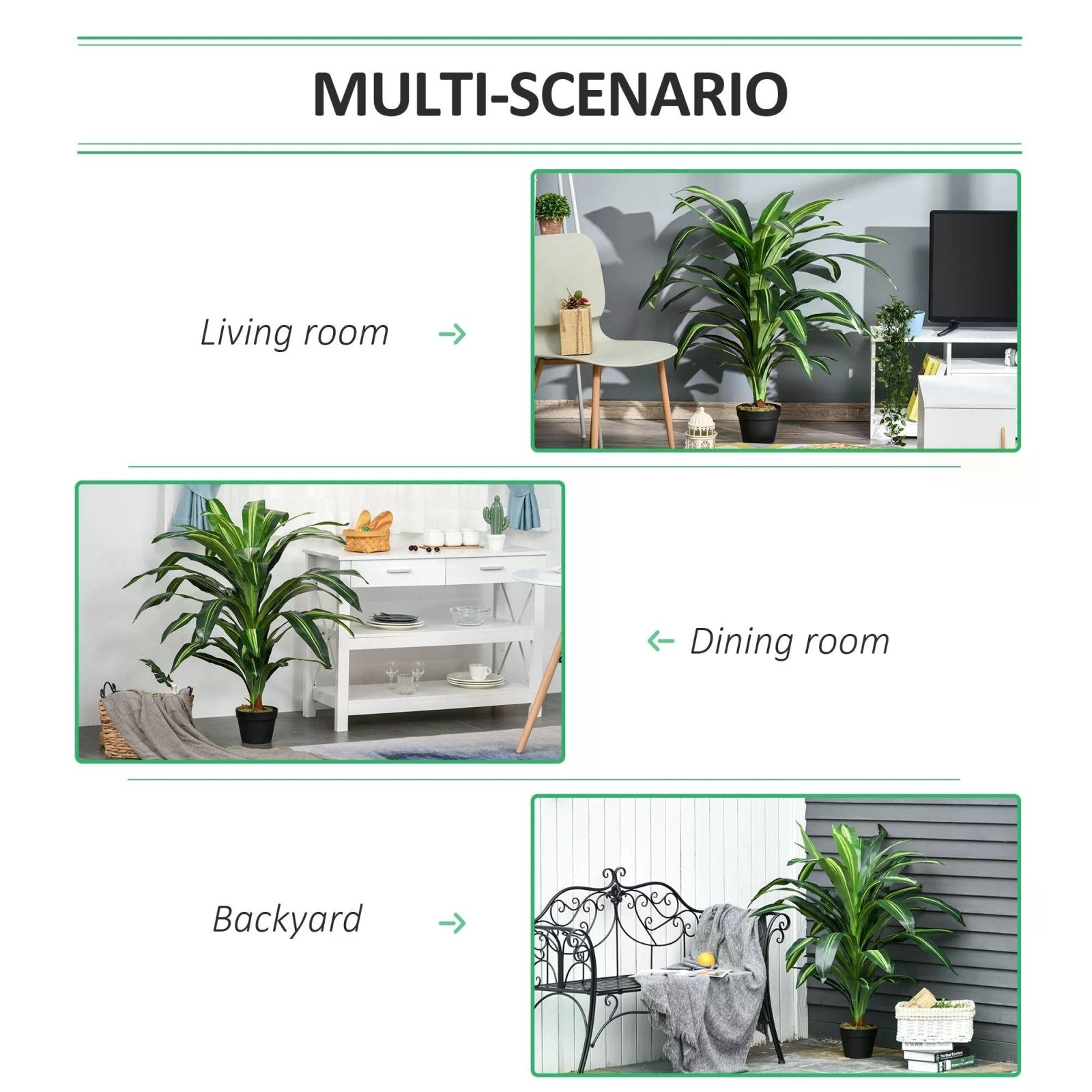 110cm/3.6FT Artificial Dracaena Tree Decorative Plant 40 Leaves with Nursery Pot, Fake Tropical Tree for Indoor Outdoor Décor - Bedzy UK modern and affordable home furniture England