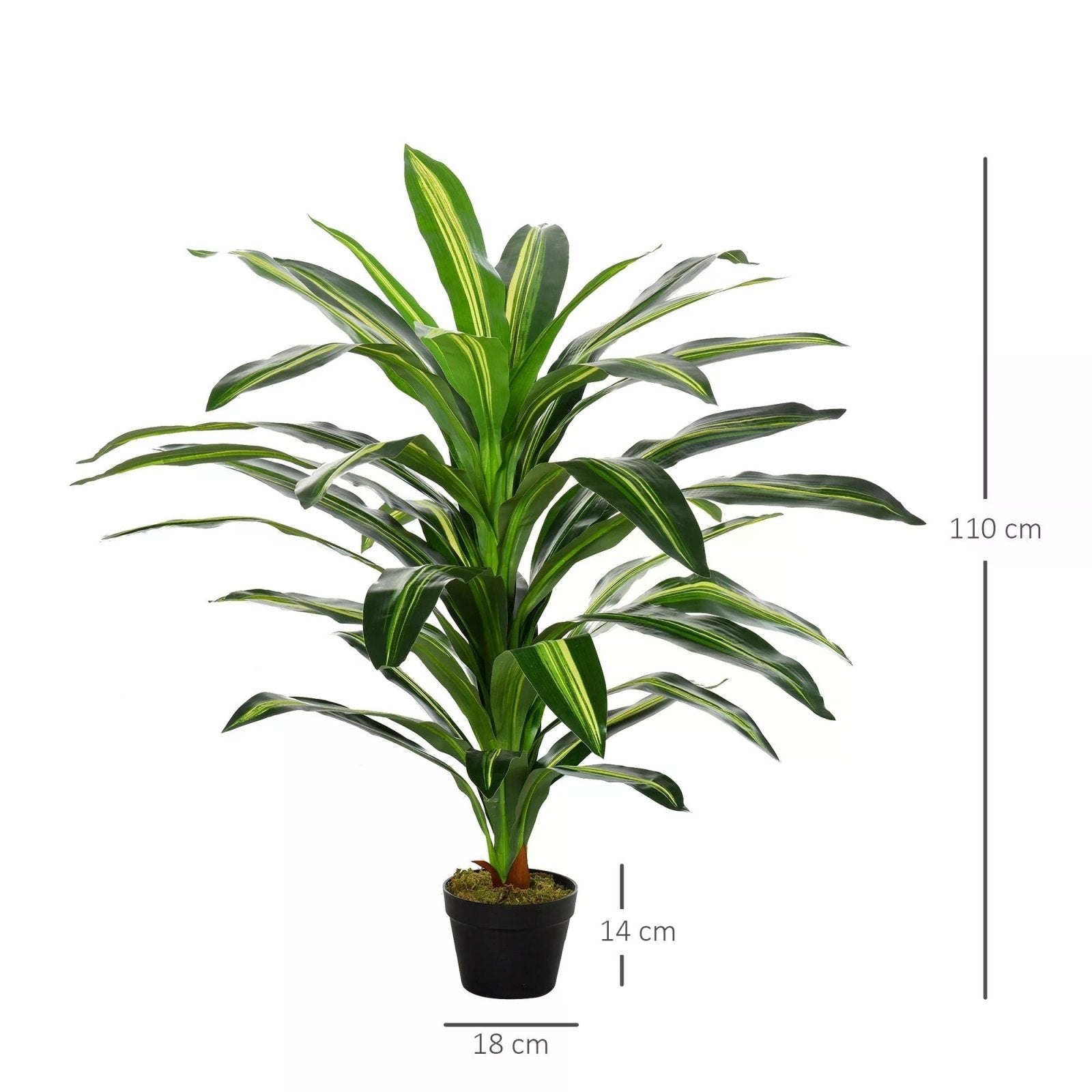 110cm/3.6FT Artificial Dracaena Tree Decorative Plant 40 Leaves with Nursery Pot, Fake Tropical Tree for Indoor Outdoor Décor - Bedzy UK modern and affordable home furniture England