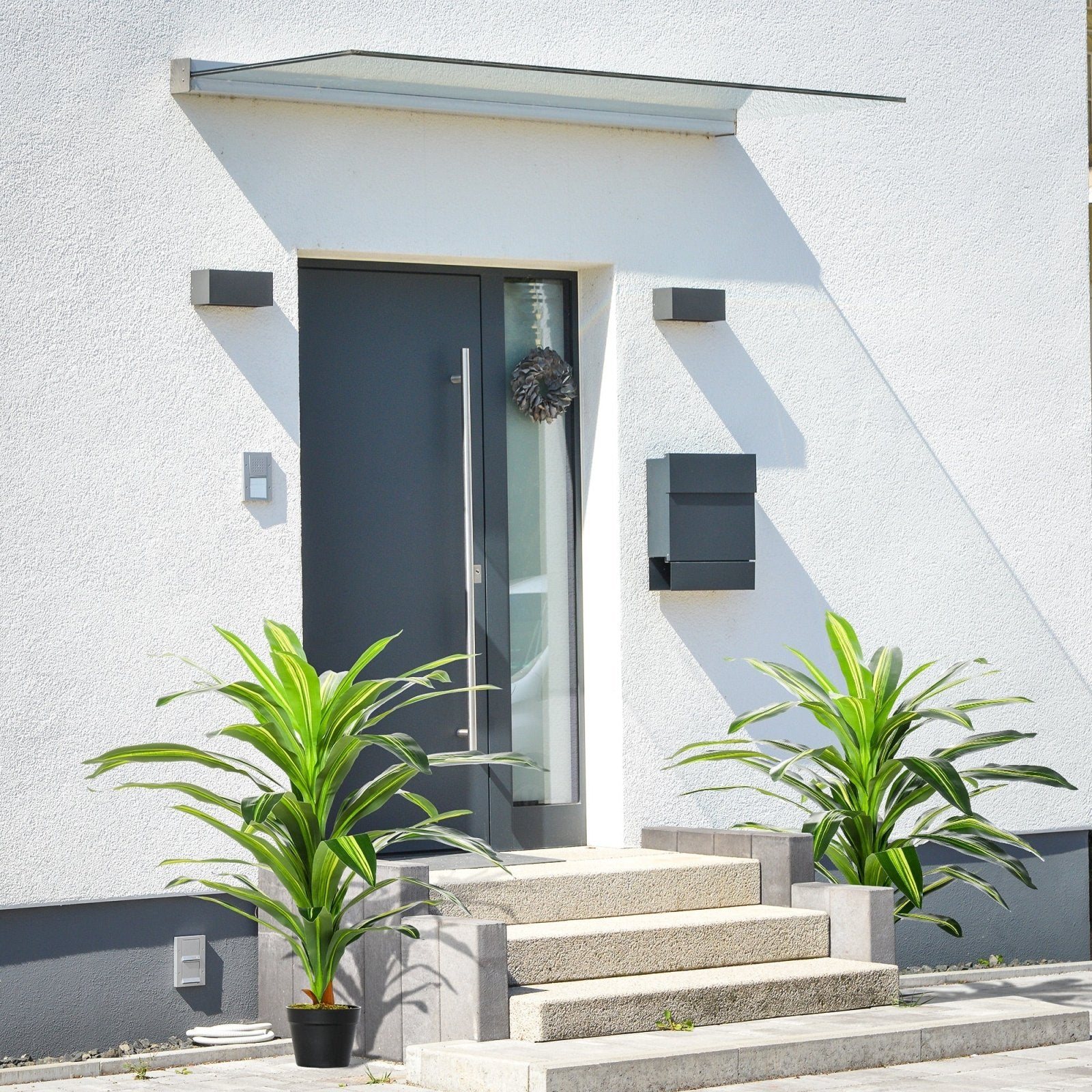 110cm/3.6FT Artificial Dracaena Tree Decorative Plant 40 Leaves with Nursery Pot, Fake Tropical Tree for Indoor Outdoor Décor, Set of 2 - Bedzy UK modern and affordable home furniture England