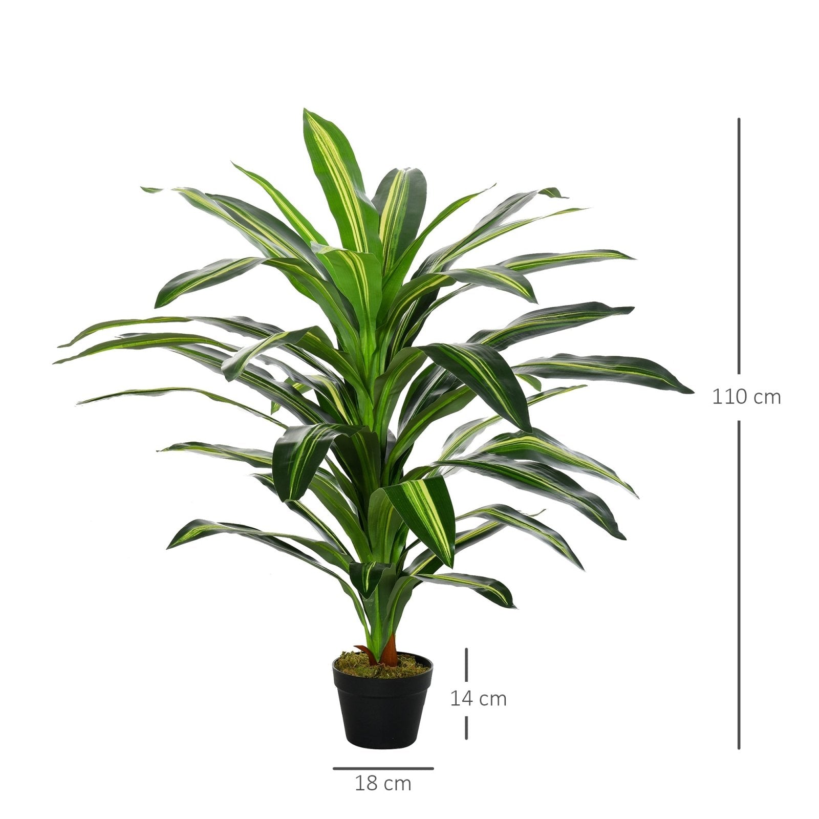 110cm/3.6FT Artificial Dracaena Tree Decorative Plant 40 Leaves with Nursery Pot, Fake Tropical Tree for Indoor Outdoor Décor, Set of 2 - Bedzy UK modern and affordable home furniture England