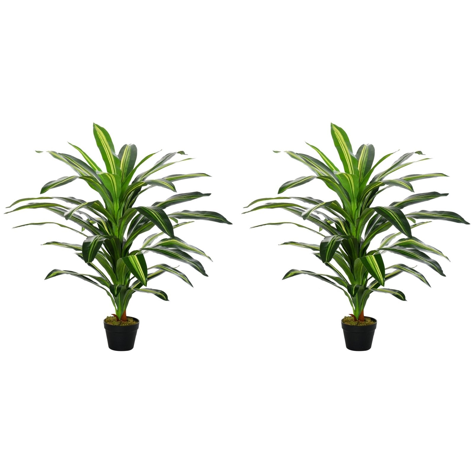 110cm/3.6FT Artificial Dracaena Tree Decorative Plant 40 Leaves with Nursery Pot, Fake Tropical Tree for Indoor Outdoor Décor, Set of 2 - Bedzy UK modern and affordable home furniture England