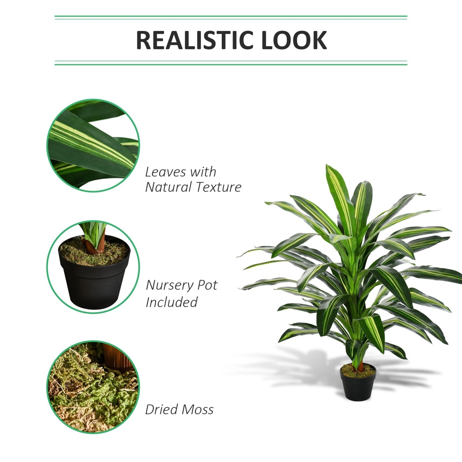 110cm/3.6FT Artificial Dracaena Tree Decorative Plant 40 Leaves with Nursery Pot, Fake Tropical Tree for Indoor Outdoor Décor, Set of 2 - Bedzy UK modern and affordable home furniture England