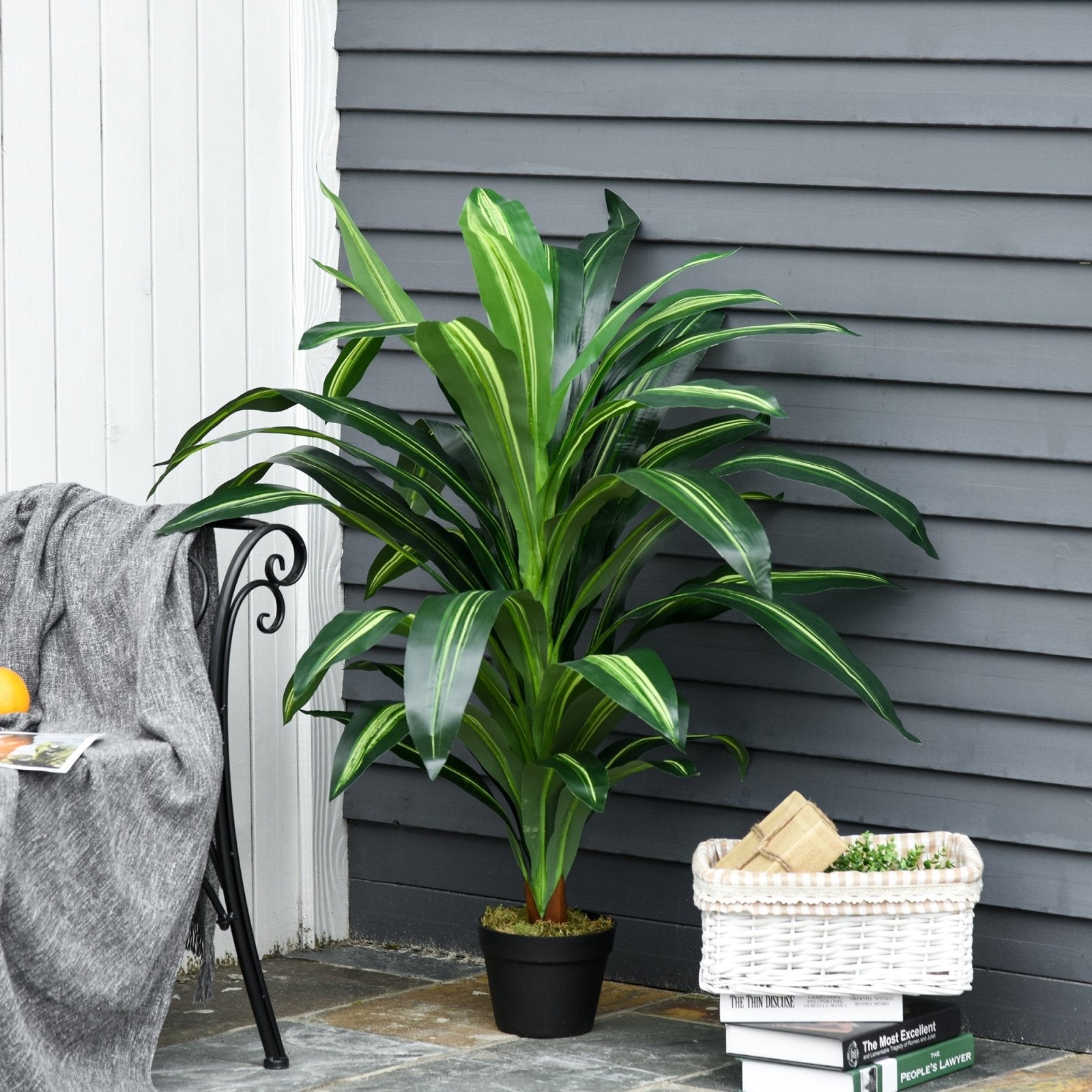 110cm/3.6FT Artificial Dracaena Tree Decorative Plant 40 Leaves with Nursery Pot, Fake Tropical Tree for Indoor Outdoor Décor, Set of 2 - Bedzy UK modern and affordable home furniture England