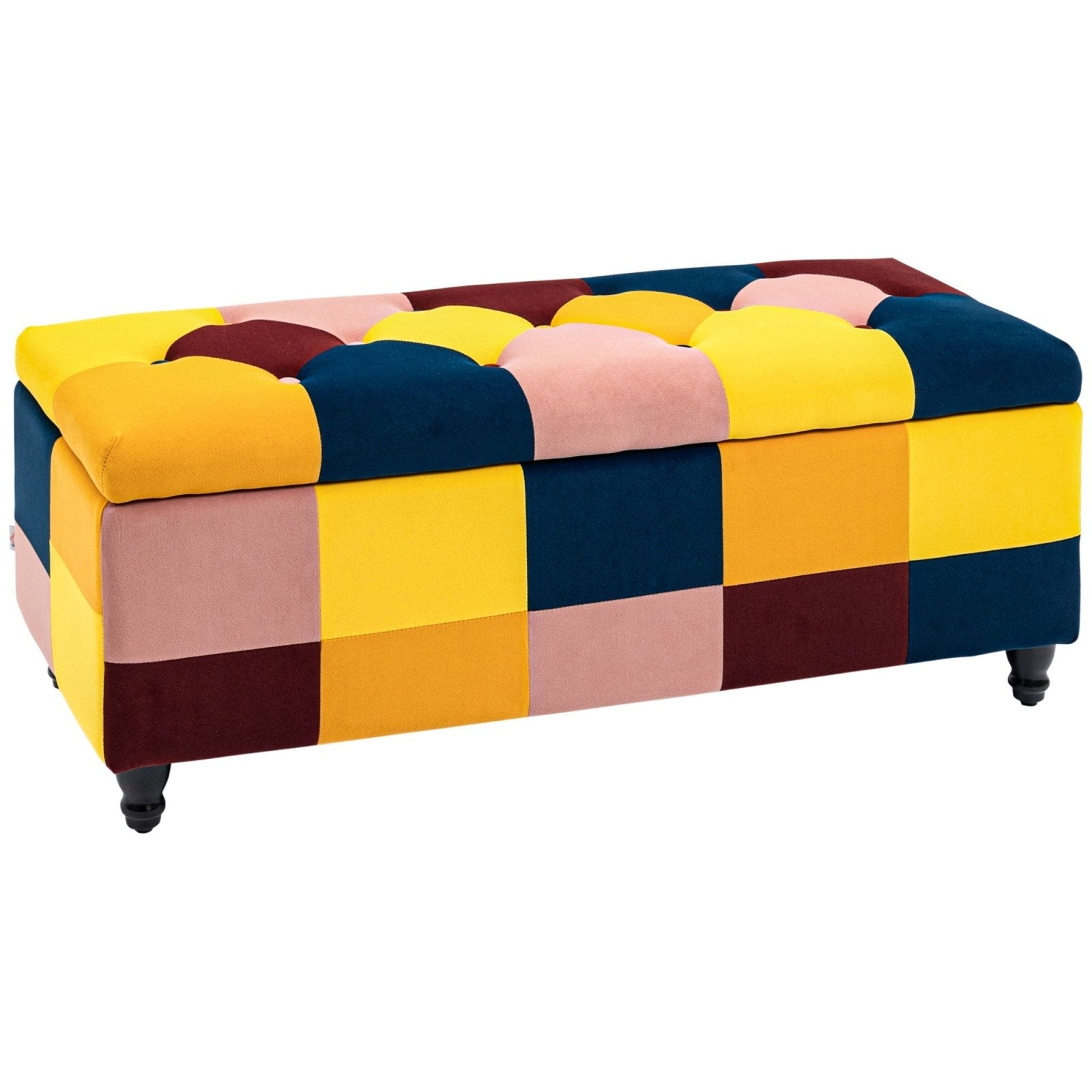 114 x 47 x 47cm Velvet Storage Ottoman, Button - tufted Footstool Box, Toy Chest with Lid for Living Room, Bedroom, Multicoloured - Bedzy UK modern and affordable home furniture England