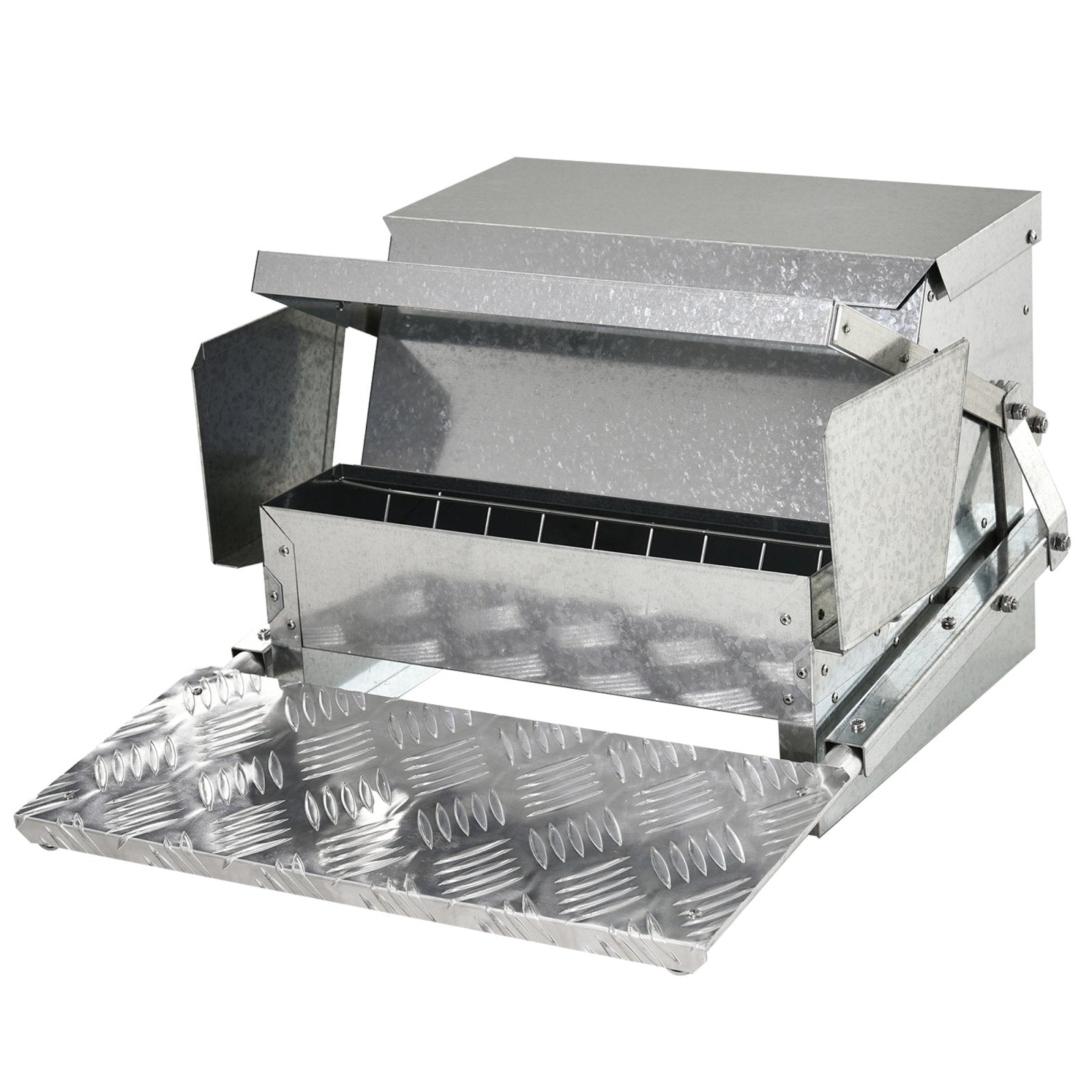 11.5kg Capacity Automatic Chicken Poultry Feeder with a Galvanized Steel and Aluminium Build, Weatherproof Design - Bedzy UK modern and affordable home furniture England