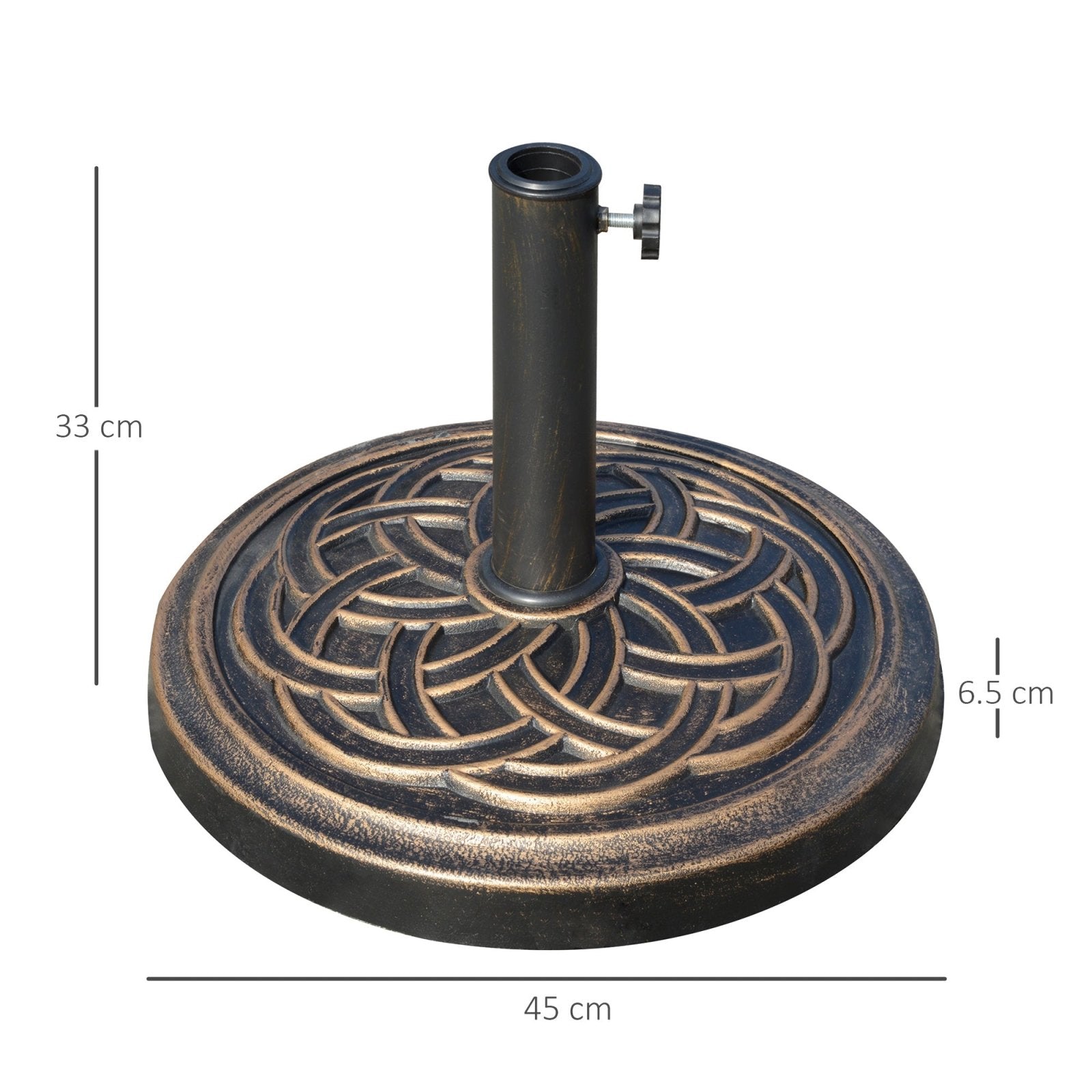 11.5kg Heavy Duty Parasol Base, Umbrella Stand Holder, Parasol Stand for 38mm or 48mm Patio Umbrella Pole, Bronze Tone - Bedzy UK modern and affordable home furniture England