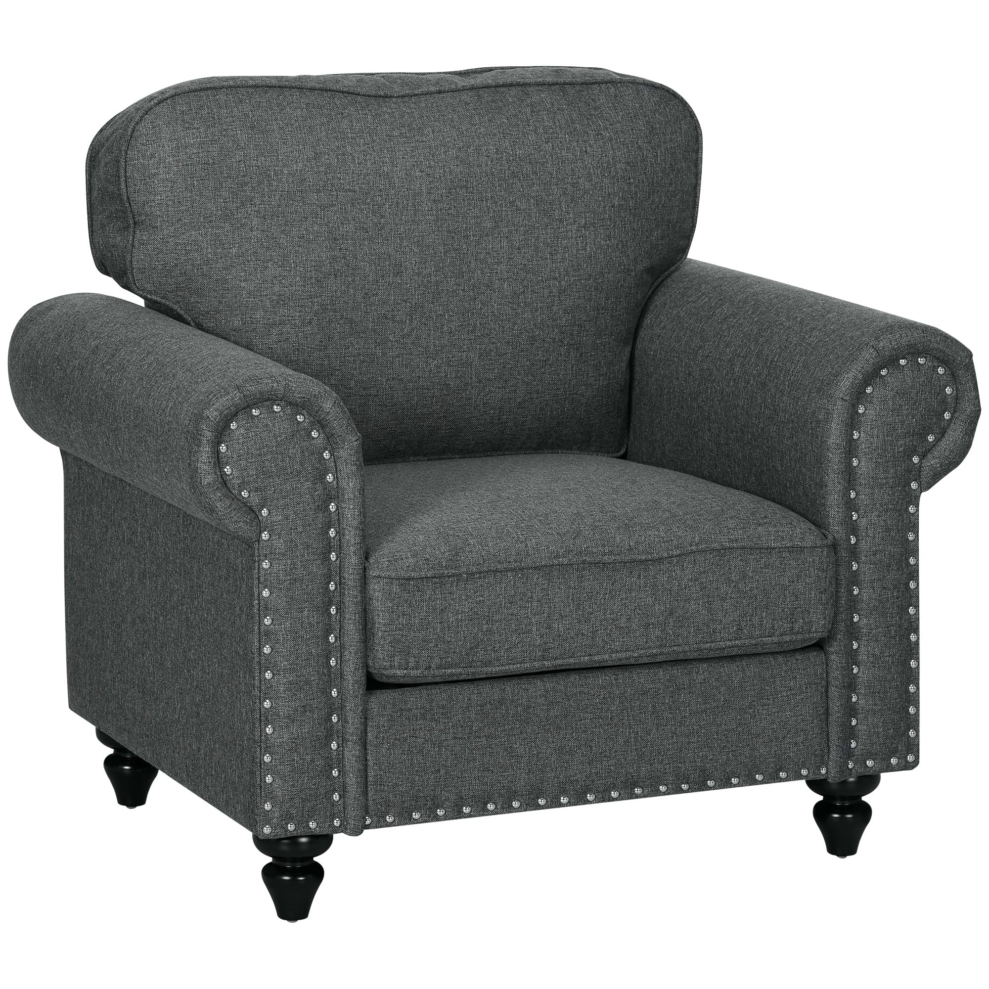 Mid-Century Armchair, with Pocket Springs - Charcoal Grey