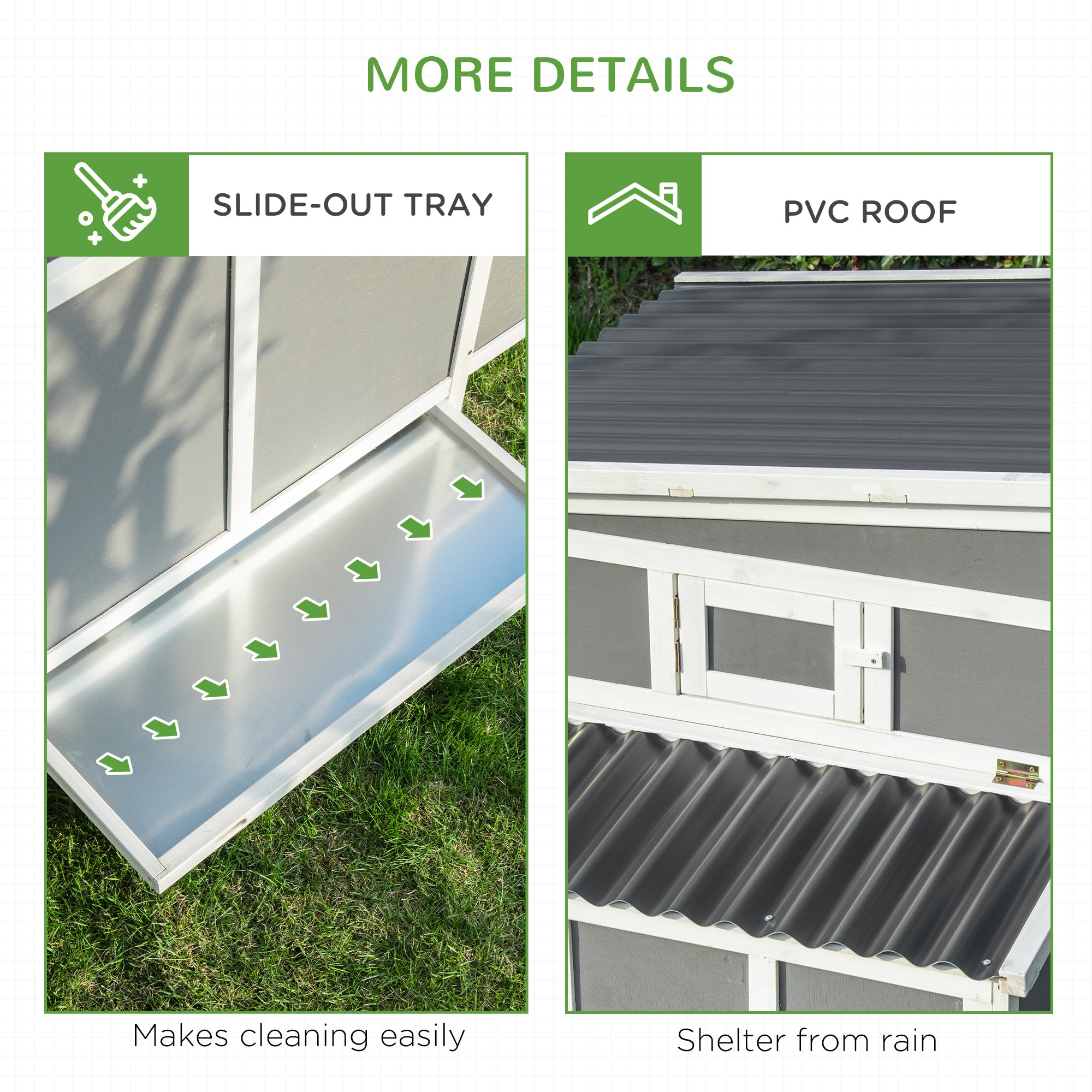 Large Chicken Coop Rabbit Hutch with Run Hen House Poultry Crate with Nesting Box for 6 Chickens Slide Out Tray Perches, 225x147x 85.5cm