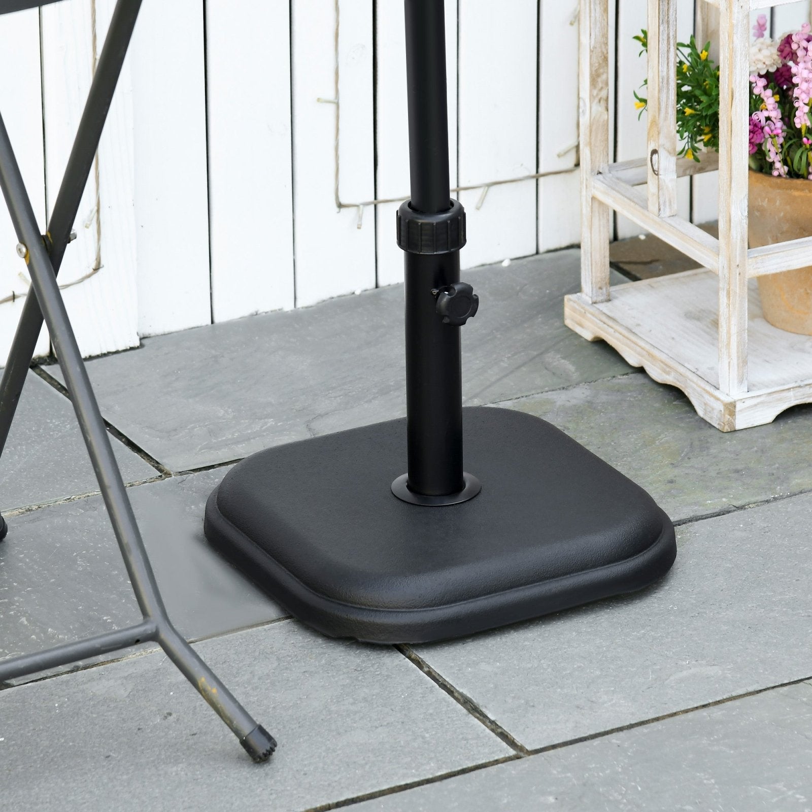 11kg Concrete Garden Parasol Base Holder, Square Outdoor Table Umbrella Stand Weight, Black - Bedzy UK modern and affordable home furniture England