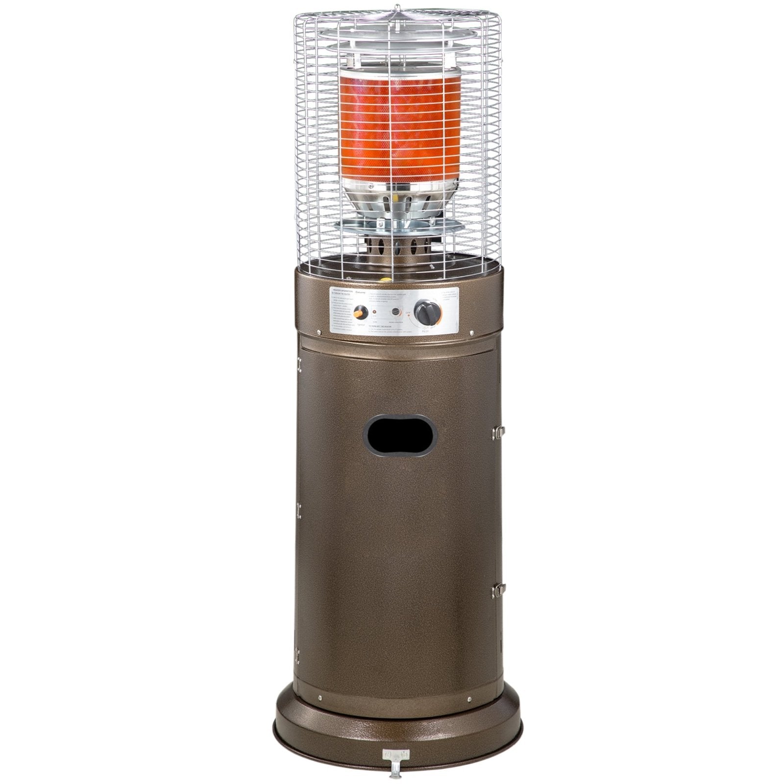 11KW Patio Bullet Heater Gas Glass Tube Electronic Ignition Floor Standing Stainless Steel Garden Outdoor 137Hcm - Bedzy UK modern and affordable home furniture England