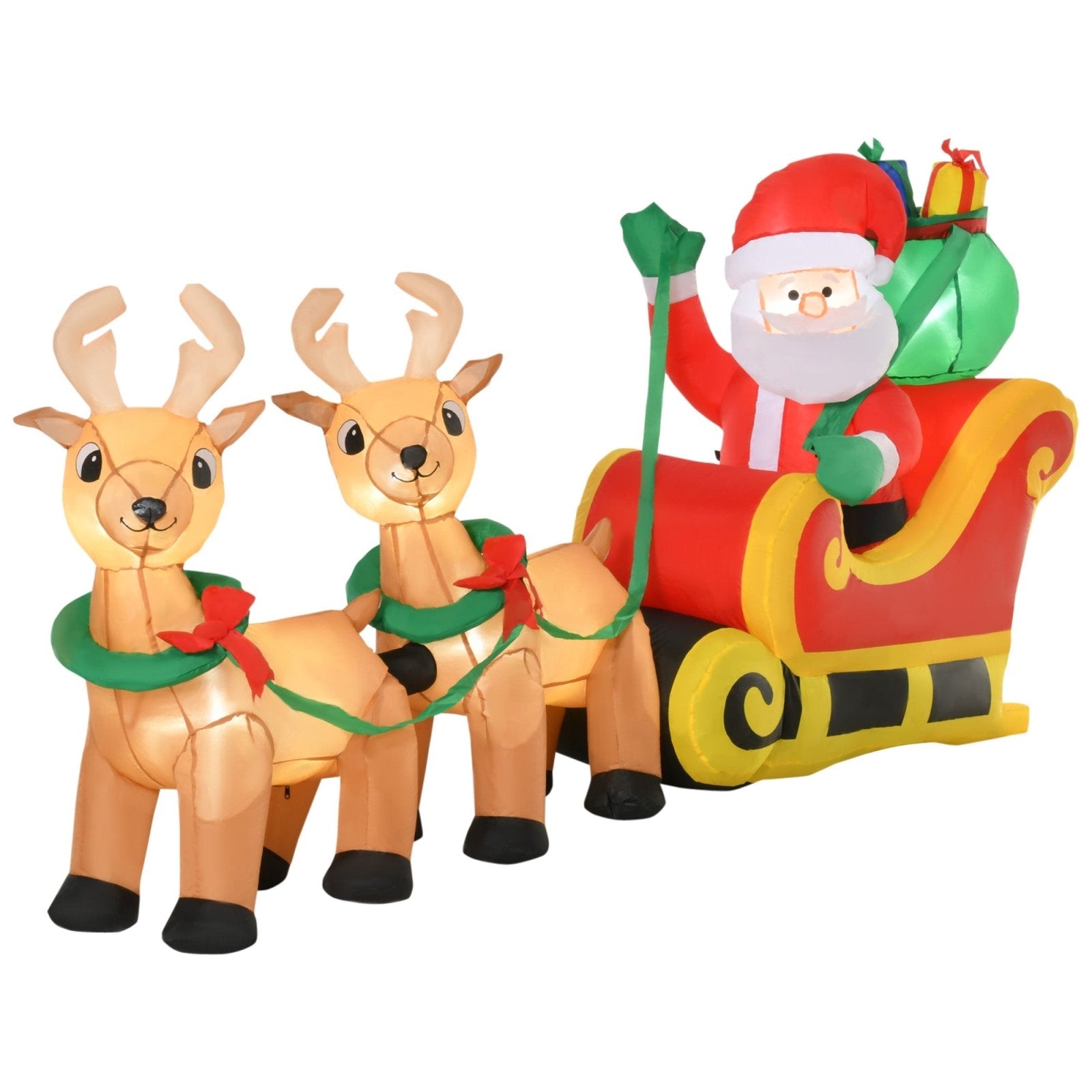 1.1m Christmas Inflatable Santa Claus on Sleigh, LED Lighted for Home Indoor Outdoor Garden Lawn Decoration Party Prop - Bedzy UK modern and affordable home furniture England