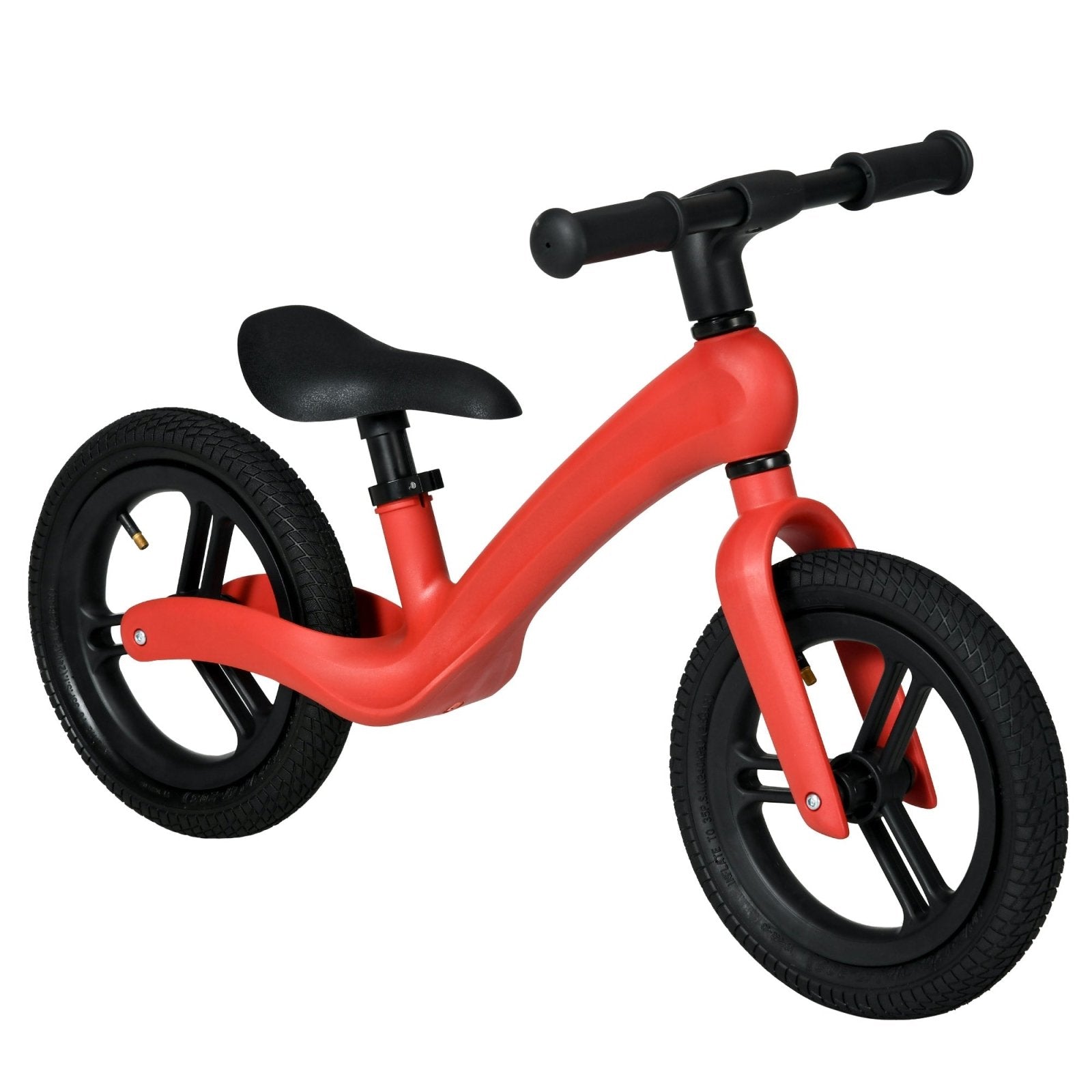 12" Kids Balance Bike, Lightweight Training Bike for Children No Pedal with Adjustable Seat, Rubber Wheels - Red - Bedzy UK modern and affordable home furniture England