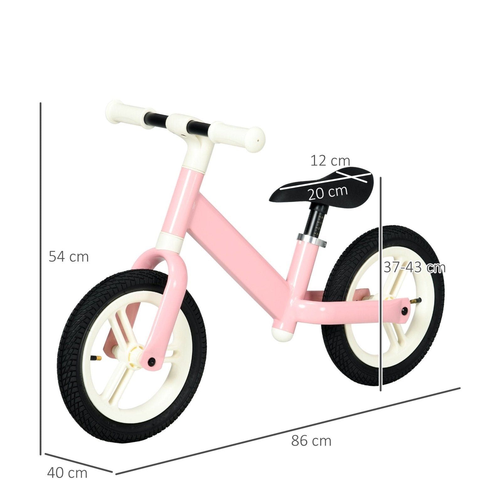 12" Kids Balance Bike, No Pedal Training Bike for Children with Adjustable Seat, 360° Rotation Handlebars - Pink - Bedzy UK modern and affordable home furniture England