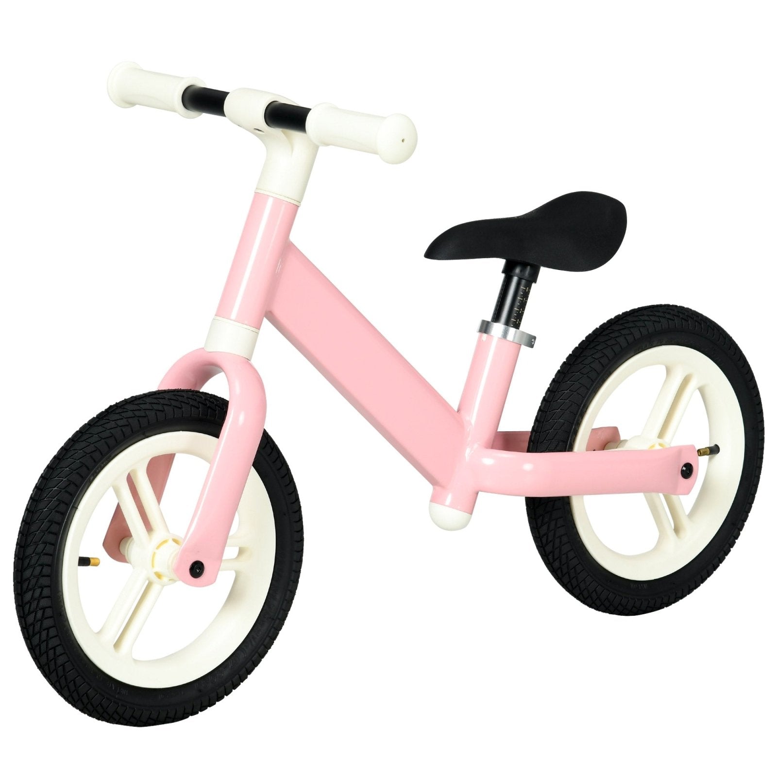 12" Kids Balance Bike, No Pedal Training Bike for Children with Adjustable Seat, 360° Rotation Handlebars - Pink - Bedzy UK modern and affordable home furniture England