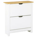 12-Shoe Storage Cabinet with 4 Shelves & 2 Drawers, Protective Legs - White