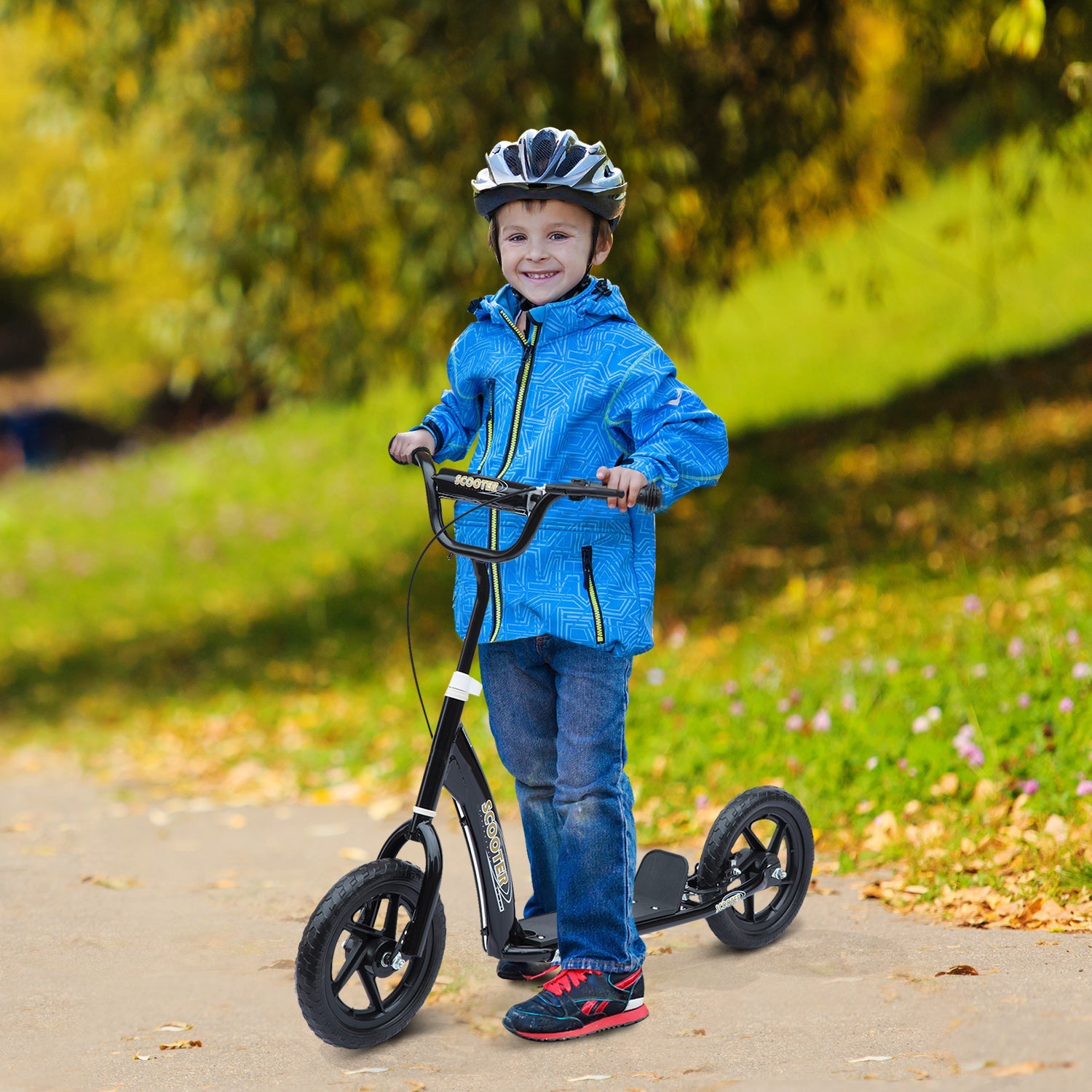 12" Tyres Scooter - Black - Bedzy UK modern and affordable home furniture England