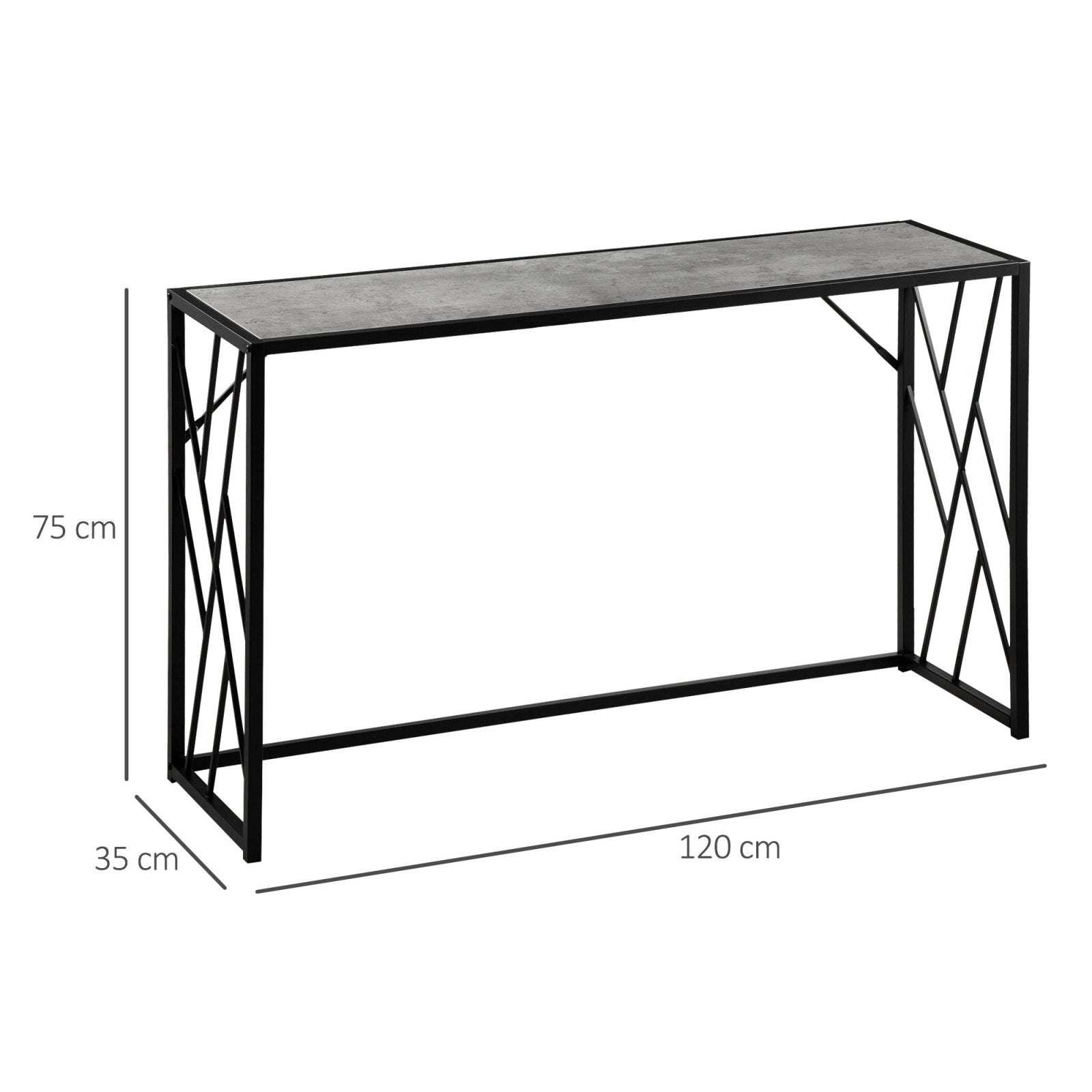 120 cm Console Table, Industrial Sofa Table with Metal Frame for Living Room, Hallway, Grey - Bedzy UK modern and affordable home furniture England