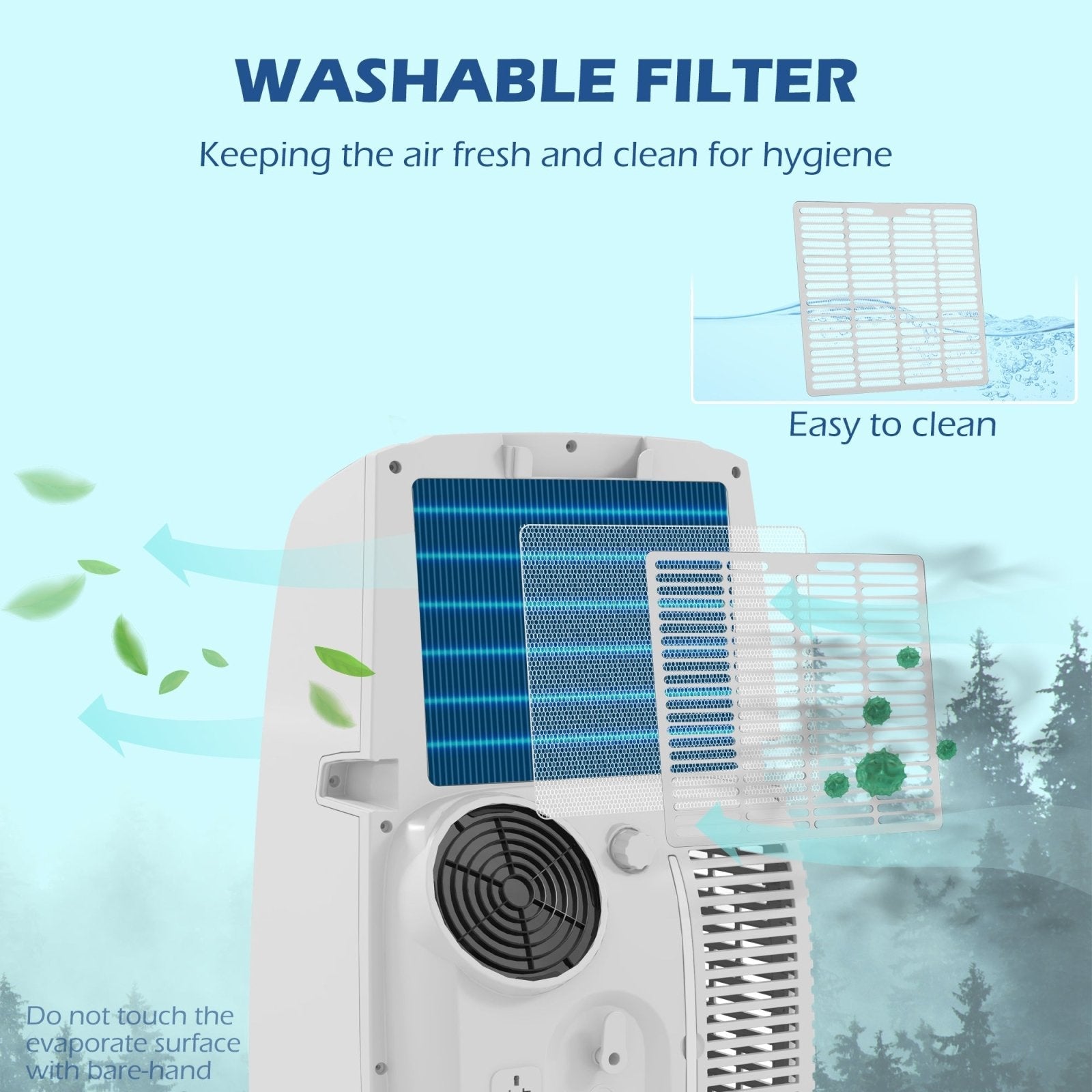 12,000 BTU Mobile Air Conditioner for Room up to 28m², with Dehumidifier, Quiet Mode, 24H Timer, Wheels, Child Lock - Bedzy UK modern and affordable home furniture England