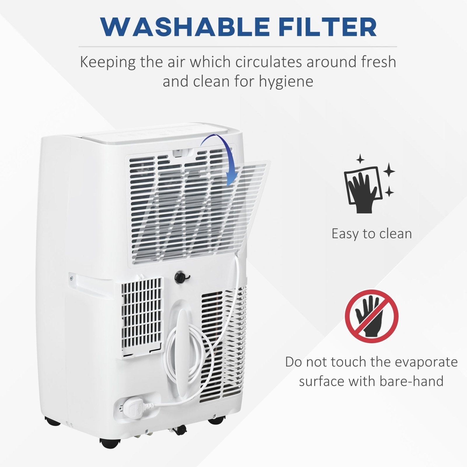 12,000 BTU Portable Air Conditioner Dehumidifier Cooling Fan for Room up to 25m², with Remote, LED Display, 24H Timer, Window Mount Kit, White - Bedzy UK modern and affordable home furniture England