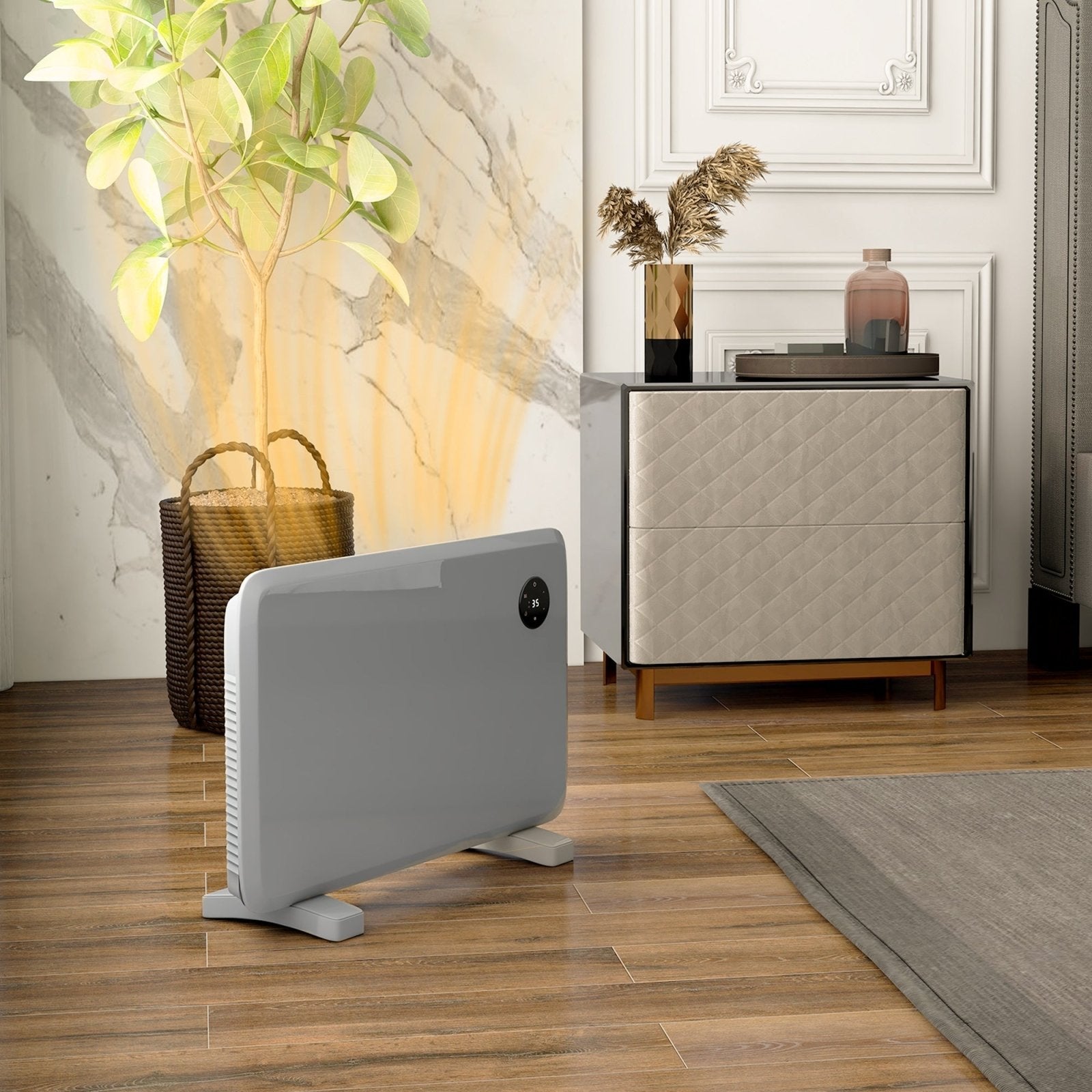 1200W Electric Convector Heater, Freestanding or Wall Mounted, Space Heater with Adjustable Thermostat, Timer, Grey - Bedzy UK modern and affordable home furniture England