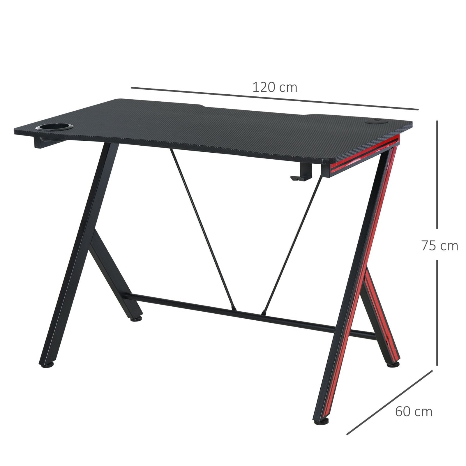 120cm Gaming Computer Desk, Home Office Gamer Table Workstation with Cup Holder and Headphone Hook - Bedzy UK modern and affordable home furniture England