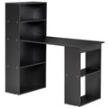 120cm Modern Computer Desk with 6 Shelves Bookshelf Workstation Writing Table - Black