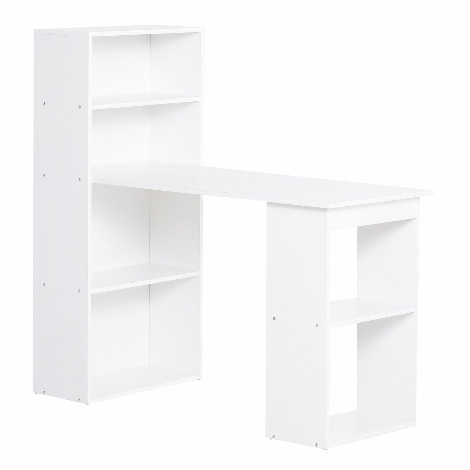 120cm Modern Computer Desk Bookshelf Writing Table Workstation PC Laptop Study Home Office 6 Shelves White - Bedzy UK modern and affordable home furniture England