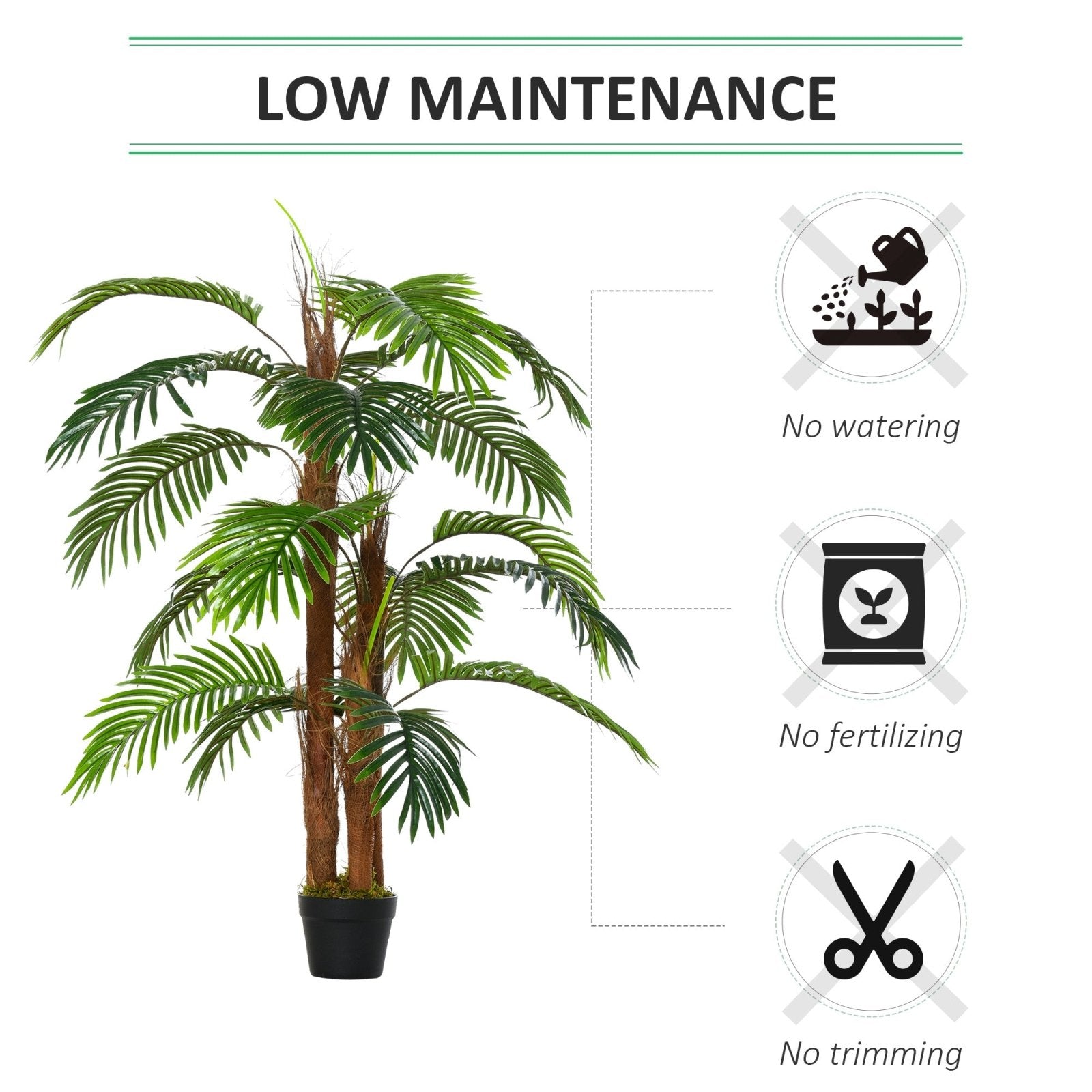 120cm/4FT Artificial Palm Tree Decorative Plant w/ 19 Leaves Nursery Pot Fake Plastic Indoor Outdoor Greenery Home Office Décor - Bedzy UK modern and affordable home furniture England