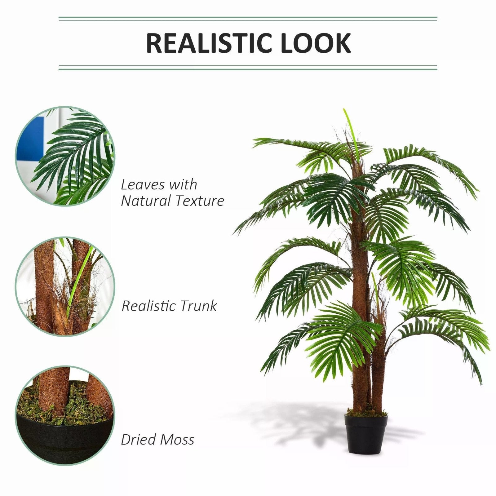 120cm/4FT Artificial Palm Tree Decorative Plant w/ 19 Leaves Nursery Pot Fake Plastic Indoor Outdoor Greenery Home Office Décor - Bedzy UK modern and affordable home furniture England