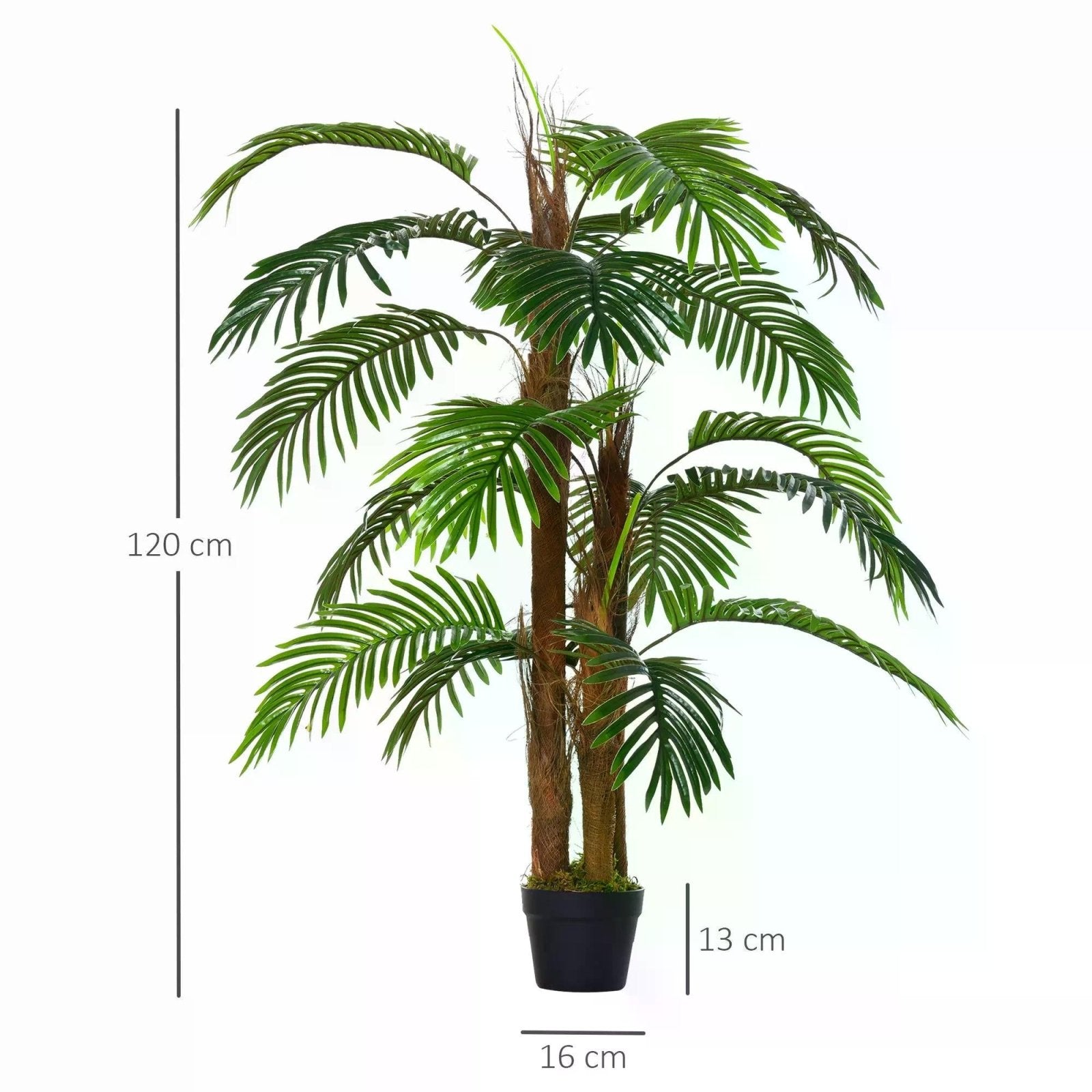 120cm/4FT Artificial Palm Tree Decorative Plant w/ 19 Leaves Nursery Pot Fake Plastic Indoor Outdoor Greenery Home Office Décor - Bedzy UK modern and affordable home furniture England