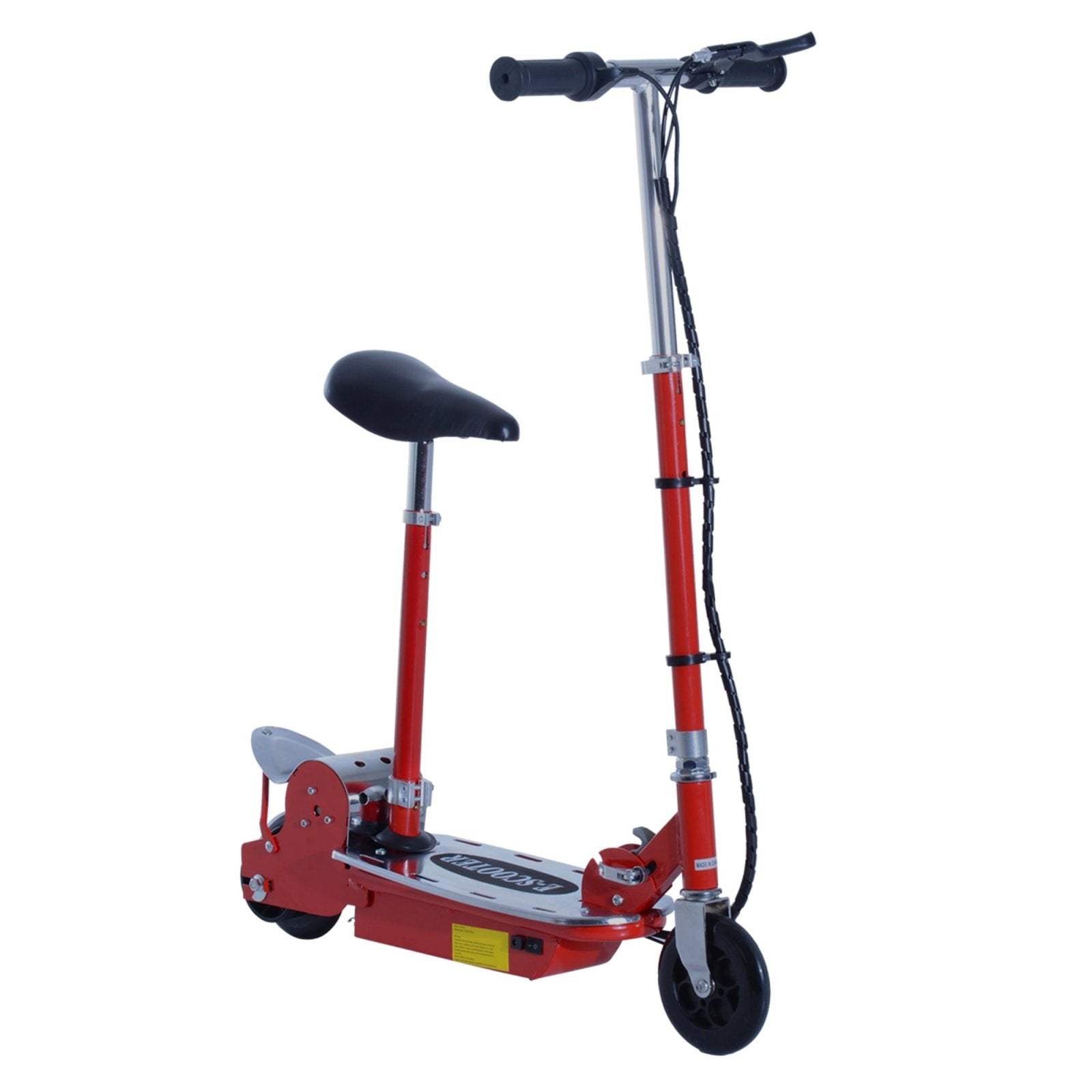 120W Teens Foldable Kids Powered Scooters 24V Rechargeable Battery Adjustable Ride on Outdoor Toy (Red) - Bedzy UK modern and affordable home furniture England