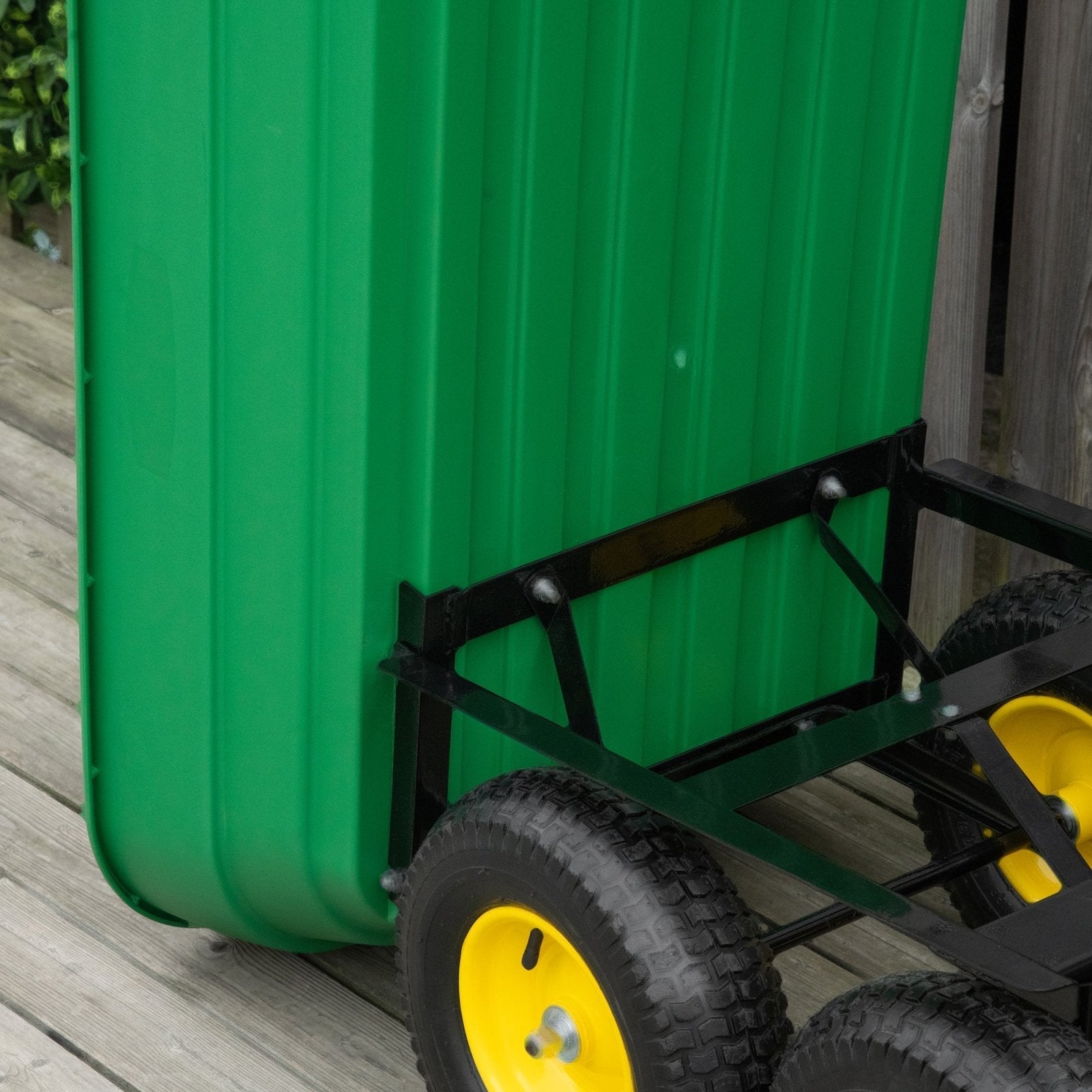 125 Litre Large Garden Cart Heavy Duty 4 Wheel Trolley Dump Wheelbarrow Tipping Truck Trailer - Green - Bedzy UK modern and affordable home furniture England