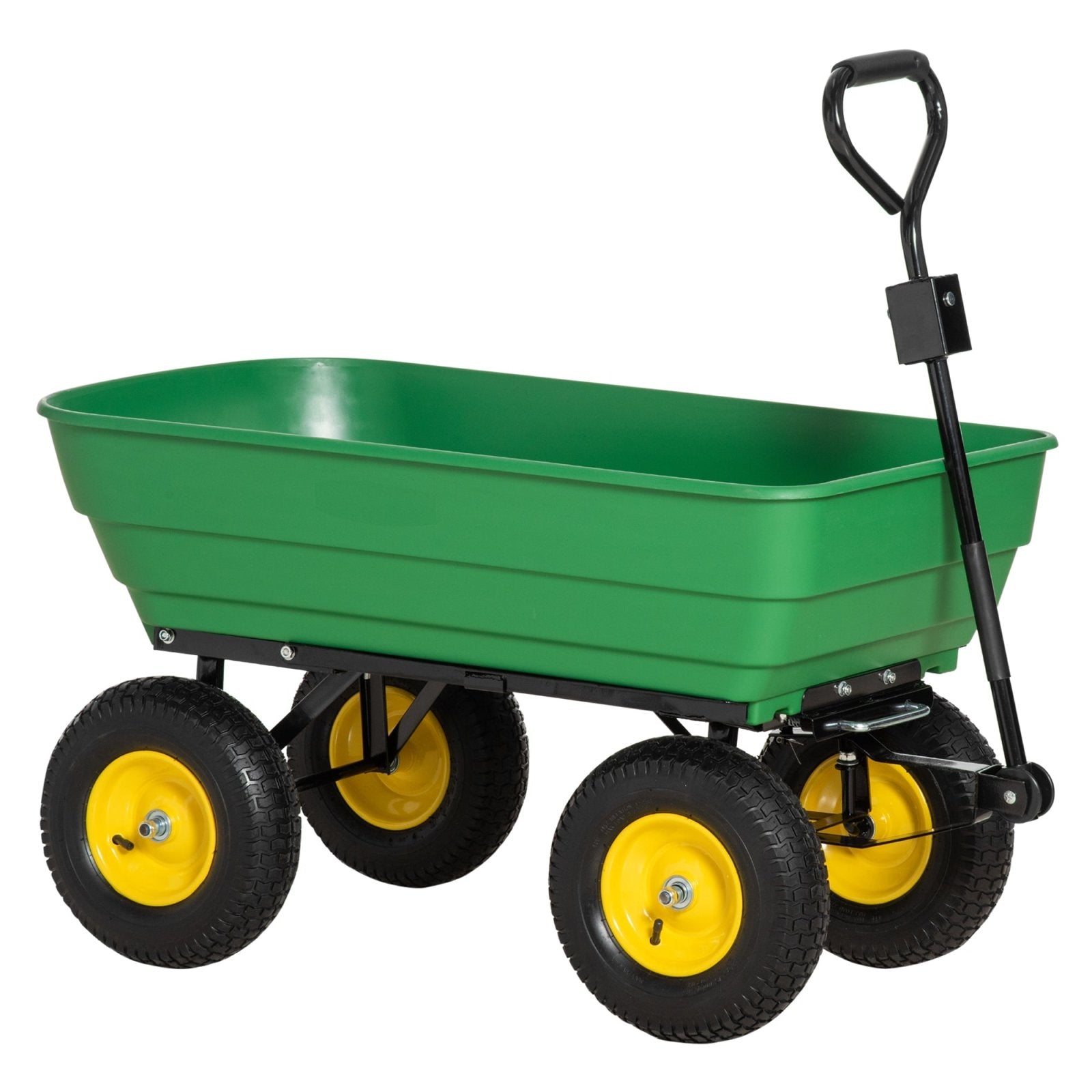 125 Litre Large Garden Cart Heavy Duty 4 Wheel Trolley Dump Wheelbarrow Tipping Truck Trailer - Green - Bedzy UK modern and affordable home furniture England