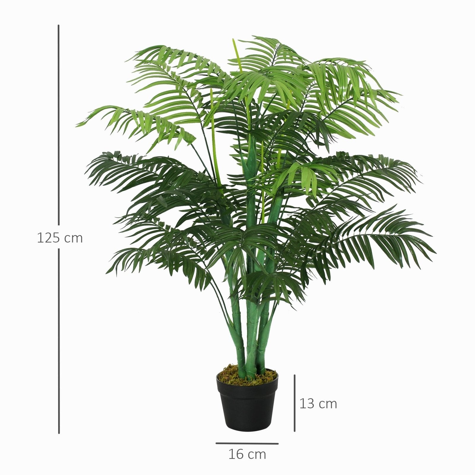 125cm/4FT Artificial Palm Plant Decorative Tree with 18 Leaves Nursery Pot Fake Plastic Indoor Outdoor Home Office Décor, Green - Bedzy UK modern and affordable home furniture England