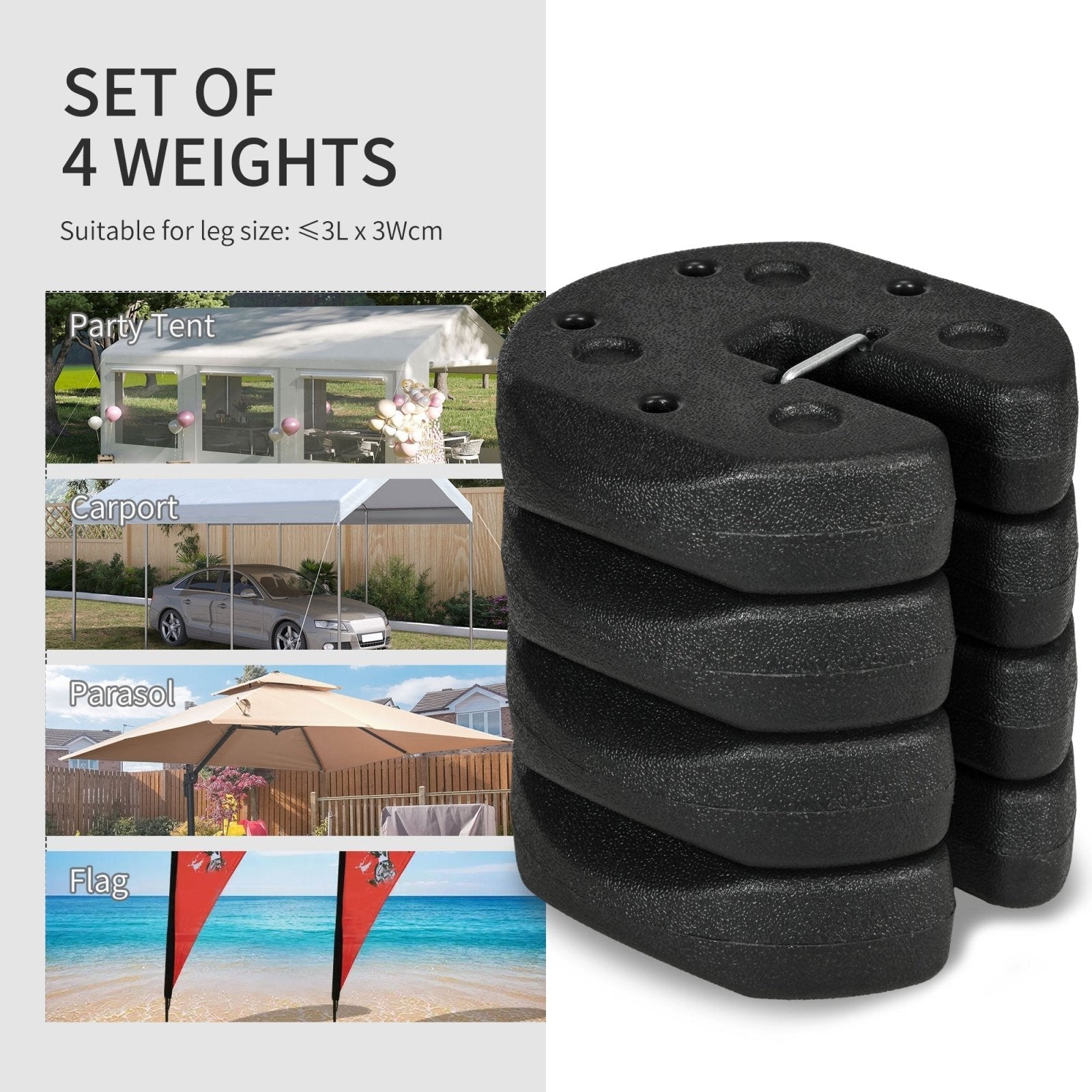 12KG Gazebo Weights Set of 4, Weights for Gazebo Legs with Reinforce Pins and Carry Belt, for Canopies Marquees Tents - Bedzy UK modern and affordable home furniture England