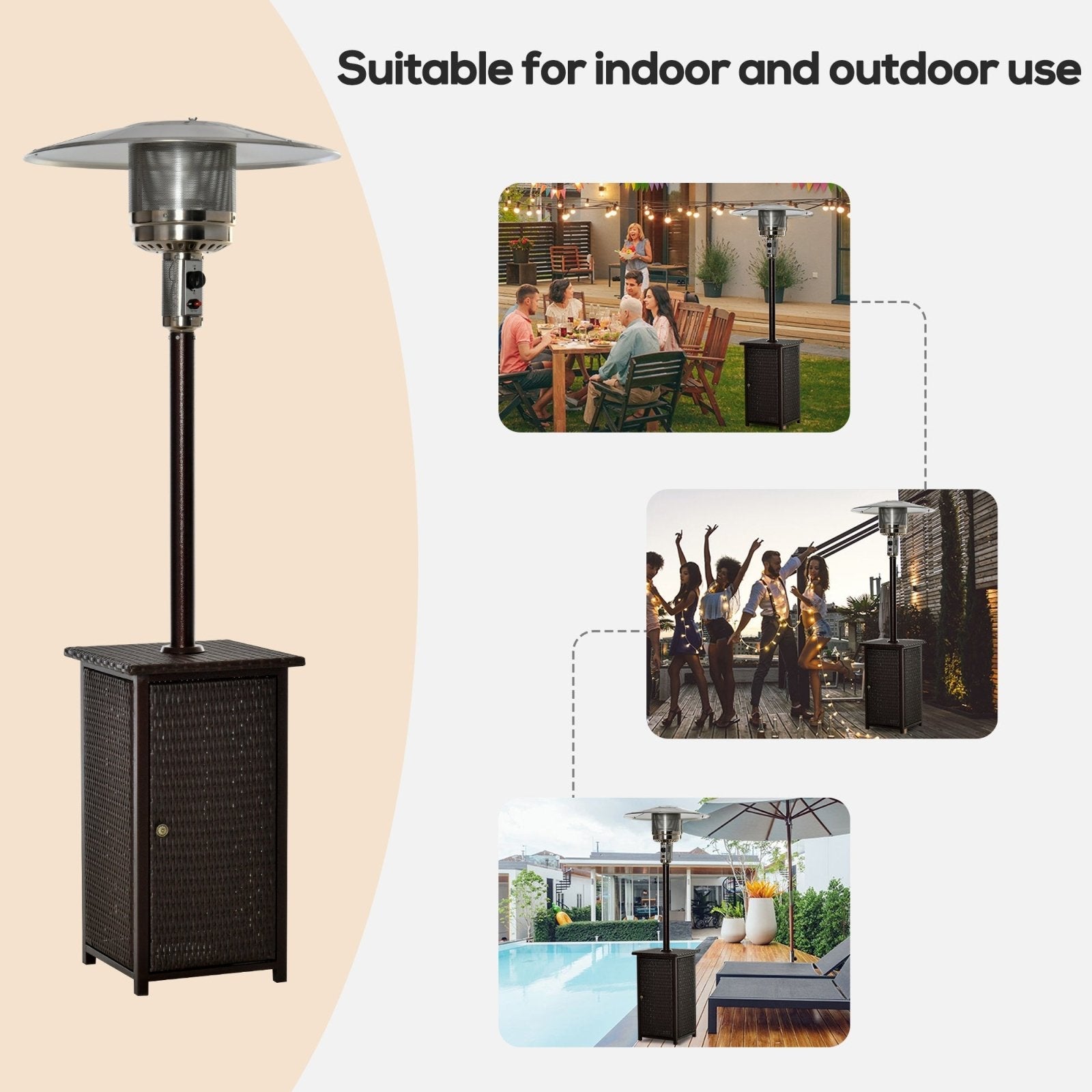 12KW Patio Gas Heater Freestanding Outdoor Garden Heating Rattan Furniture Wicker Table Top - Bedzy UK modern and affordable home furniture England