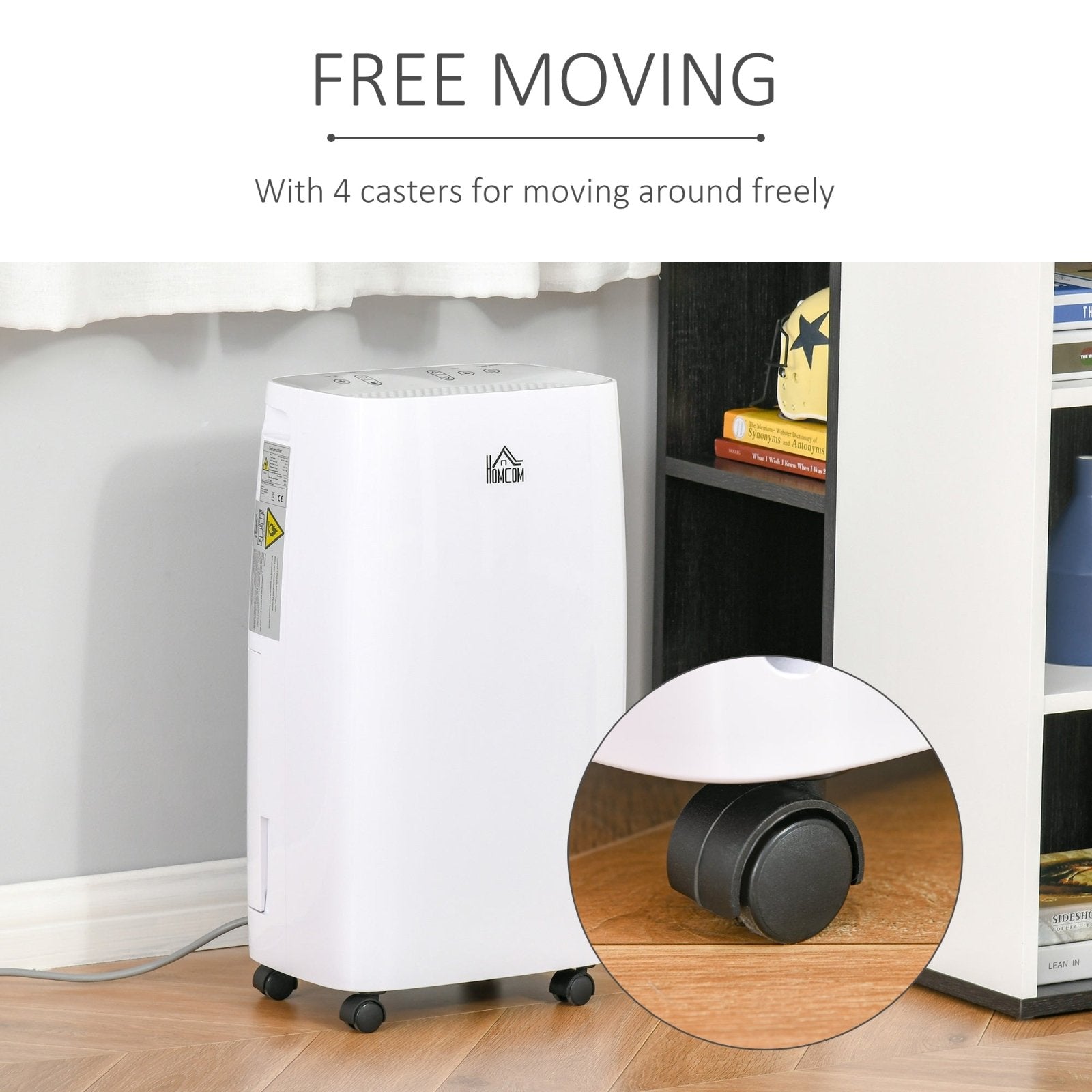 12L/Day Portable Dehumidifier for Home w/ 24H Timer, Humidity Display, 2 Speed Modes, 2500ml Electric Air Dehumidifier w/ Four Wheels, White - Bedzy UK modern and affordable home furniture England