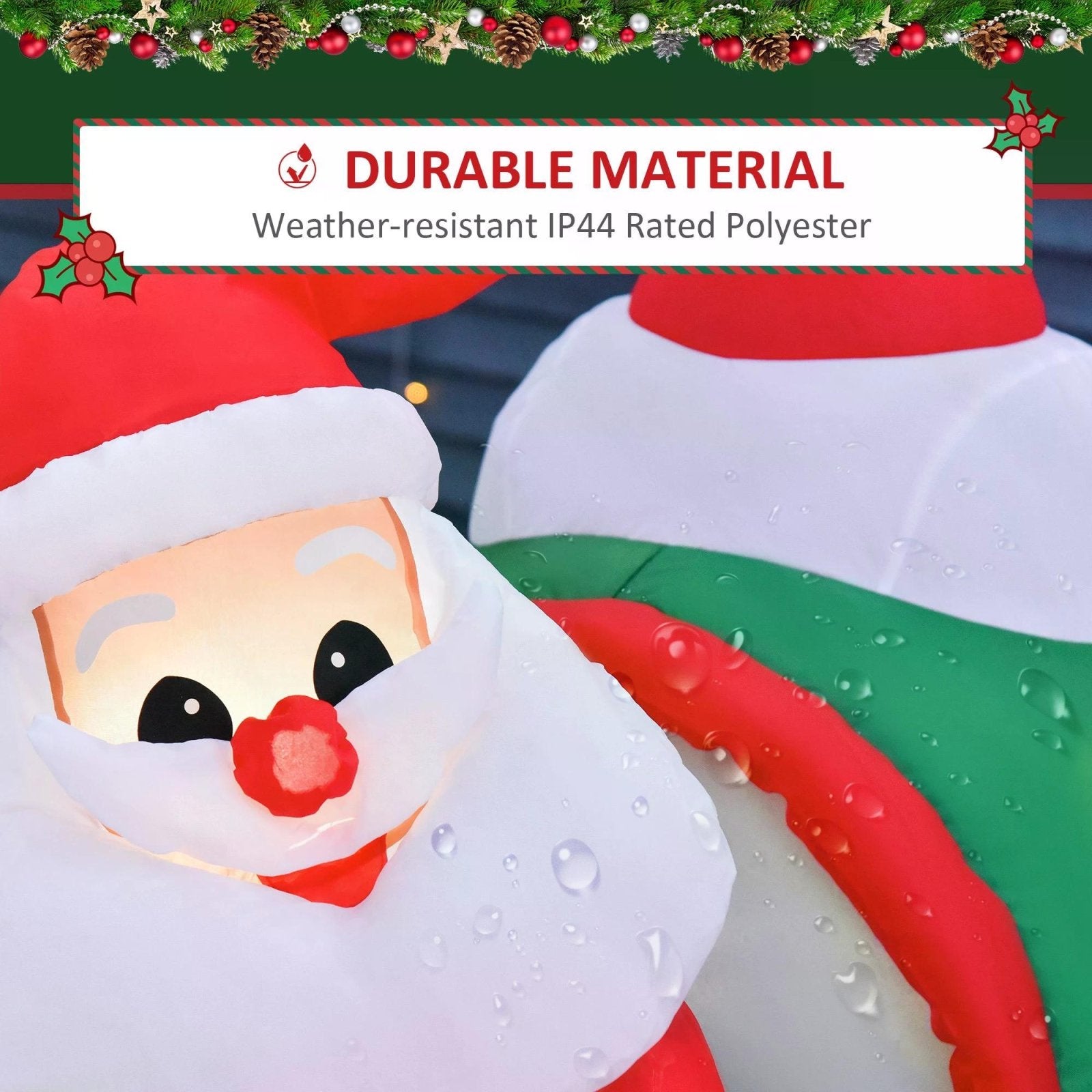 1.2m Christmas Inflatable Decoration with Santa Claus on Plane, Gift in Penguin, Light Up Blow Up Santa Outdoor, Xmas Decor for Holiday Party - Bedzy UK modern and affordable home furniture England