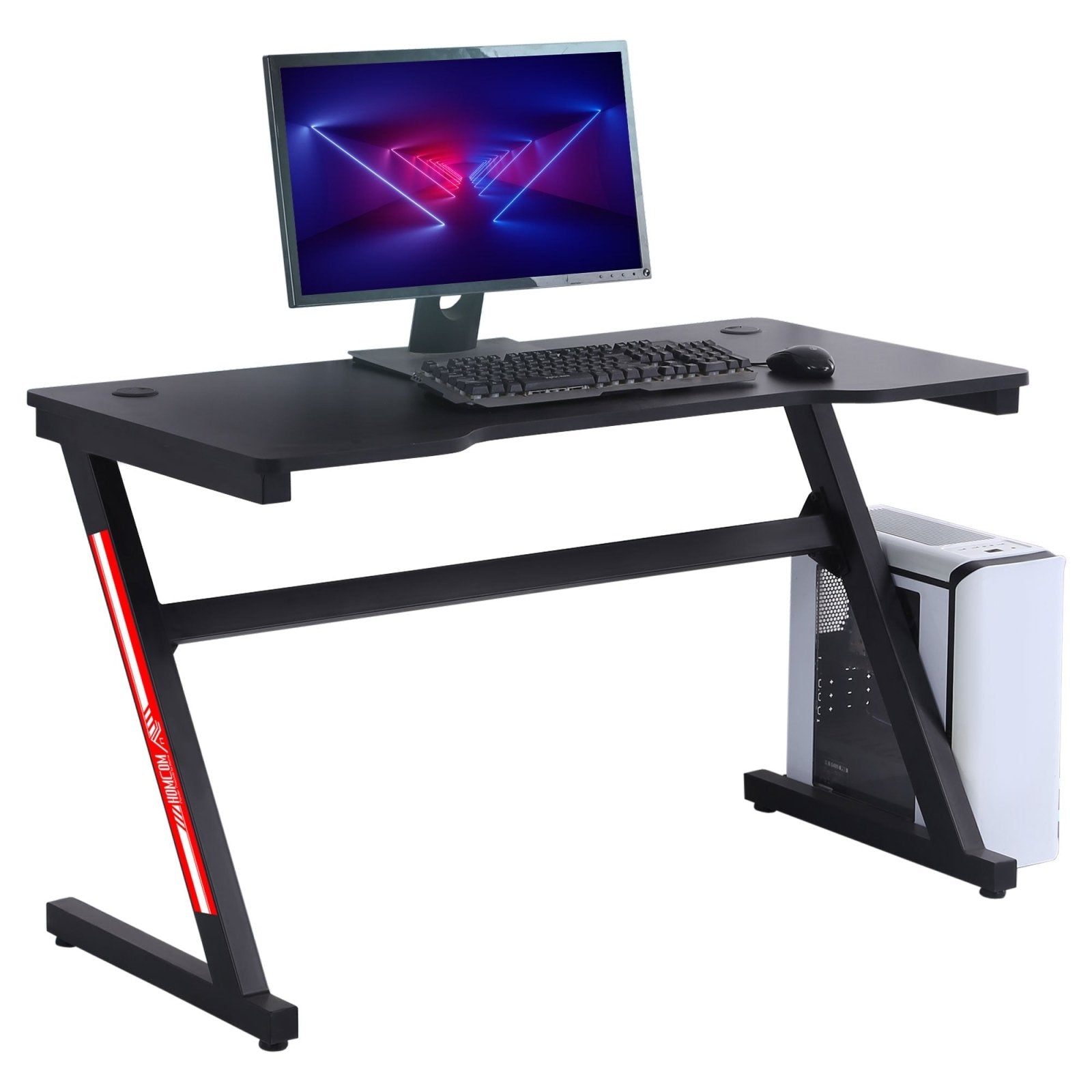 1.2m Gaming Desk Z - Shaped Racing Style Home Office Computer Table with 2 Cable Managements for E - sport Study Workstation Black - Bedzy UK modern and affordable home furniture England