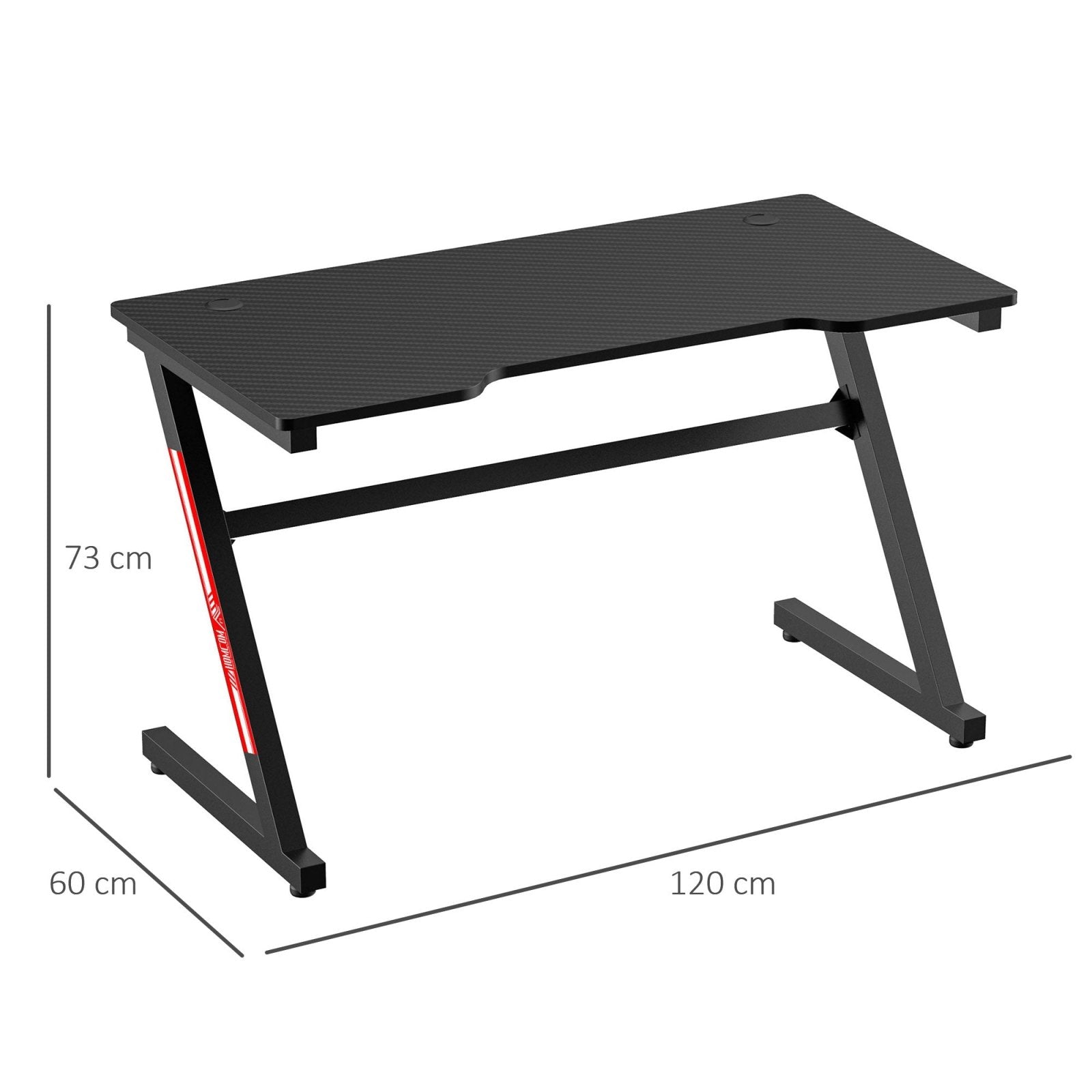 1.2m Gaming Desk Z - Shaped Racing Style Home Office Computer Table with 2 Cable Managements for E - sport Study Workstation Black - Bedzy UK modern and affordable home furniture England