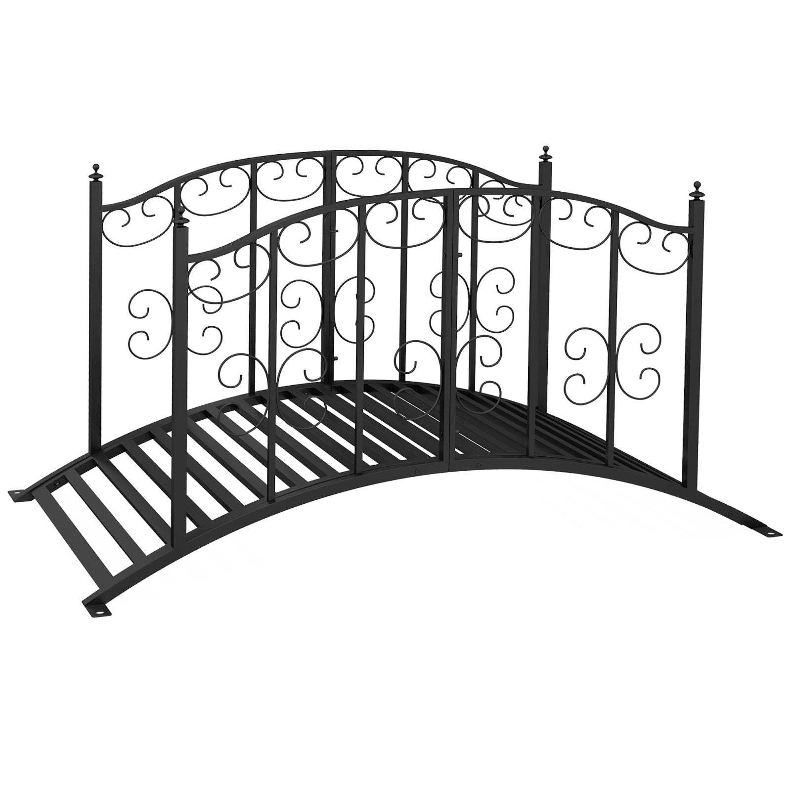 1.2M Metal Decorative Scrollwork Arch Garden Bridge, Black - Bedzy UK modern and affordable home furniture England