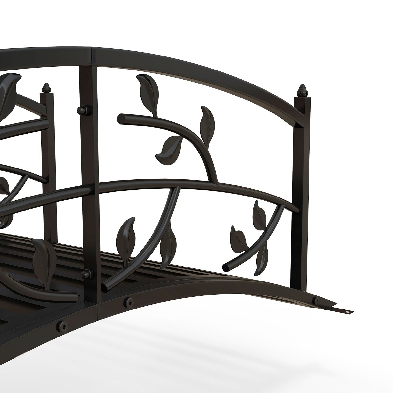 1.2M Metal Decorative Vine Pattern Arch Garden Bridge, Black - Bedzy UK modern and affordable home furniture England