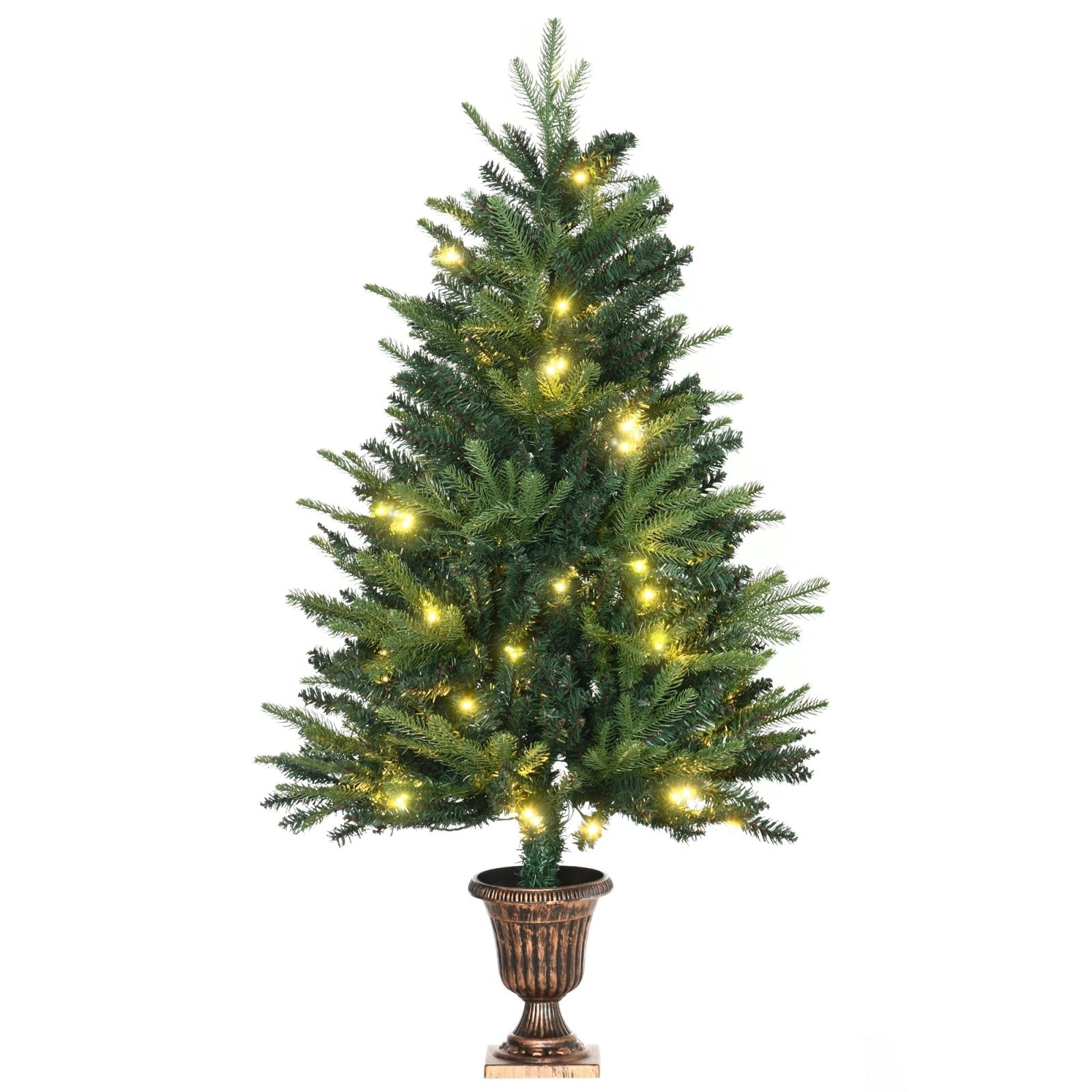 1.2m Prelit Christmas Tree Artificial Tree Spruce Tree, Plastic Stand - Green - Bedzy UK modern and affordable home furniture England