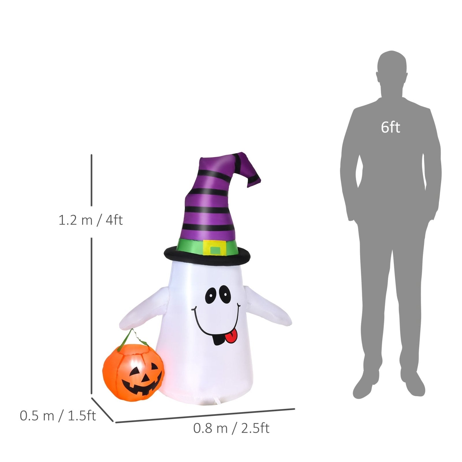 1.2m Witch Ghost Halloween Inflatable Decoration w/ LED Lights Fan Accessories Pumpkin Lantern Fun Weather - Resistant - Bedzy UK modern and affordable home furniture England