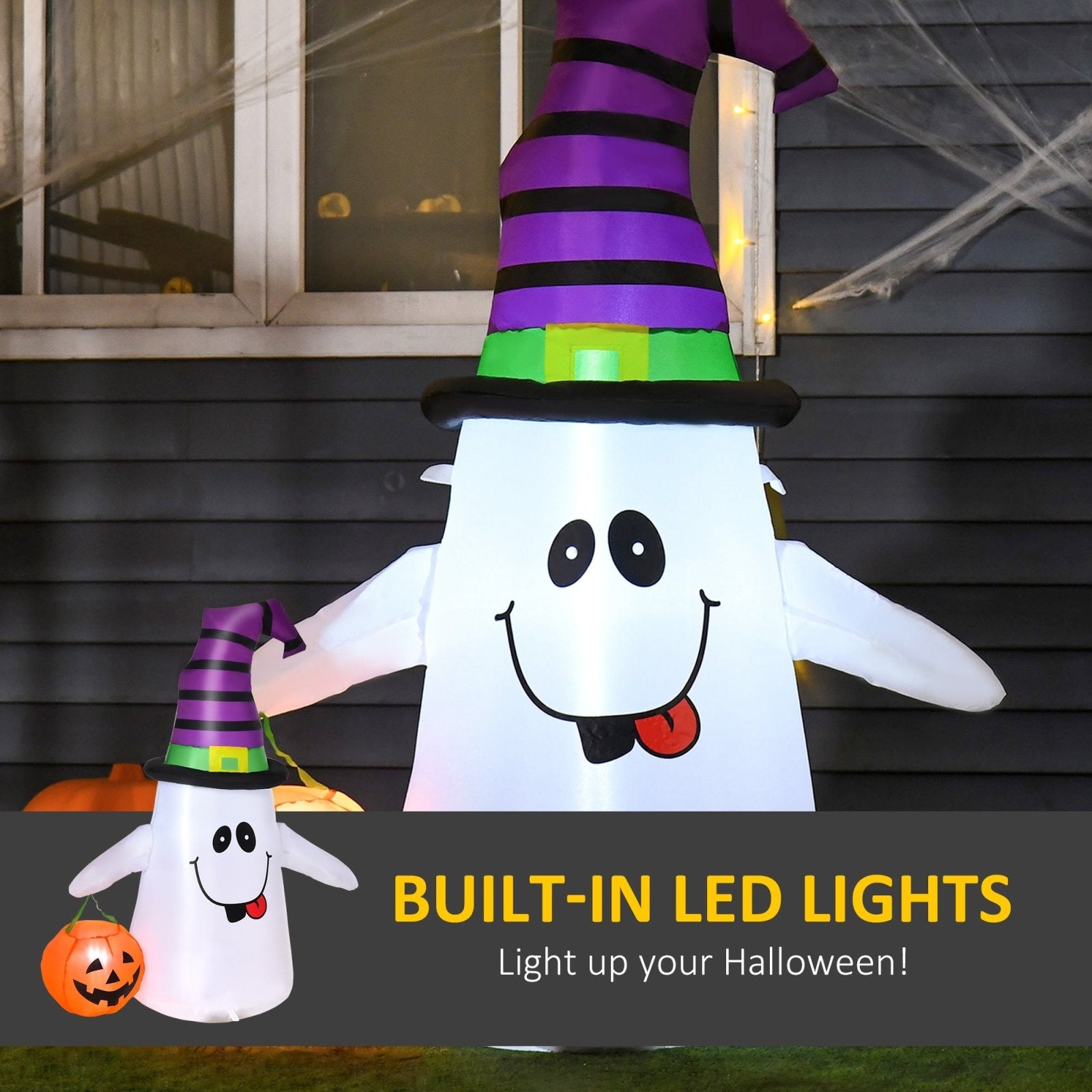 1.2m Witch Ghost Halloween Inflatable Decoration w/ LED Lights Fan Accessories Pumpkin Lantern Fun Weather - Resistant - Bedzy UK modern and affordable home furniture England